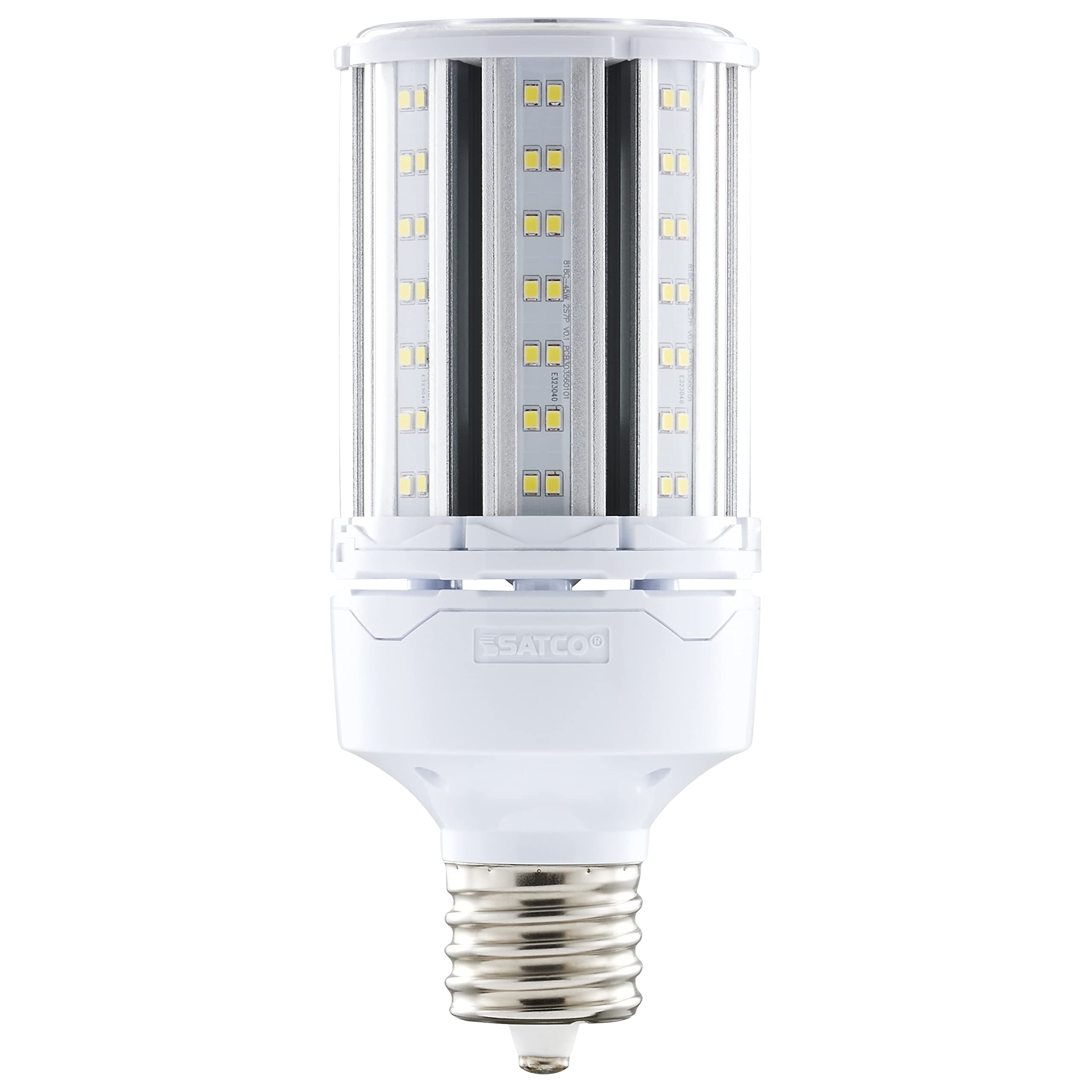 Satco S49393 Corncob LED HID Light Bulb, Mogul Extended Base, 45W, 35000 Hour Rating, 6210L, Natural Light