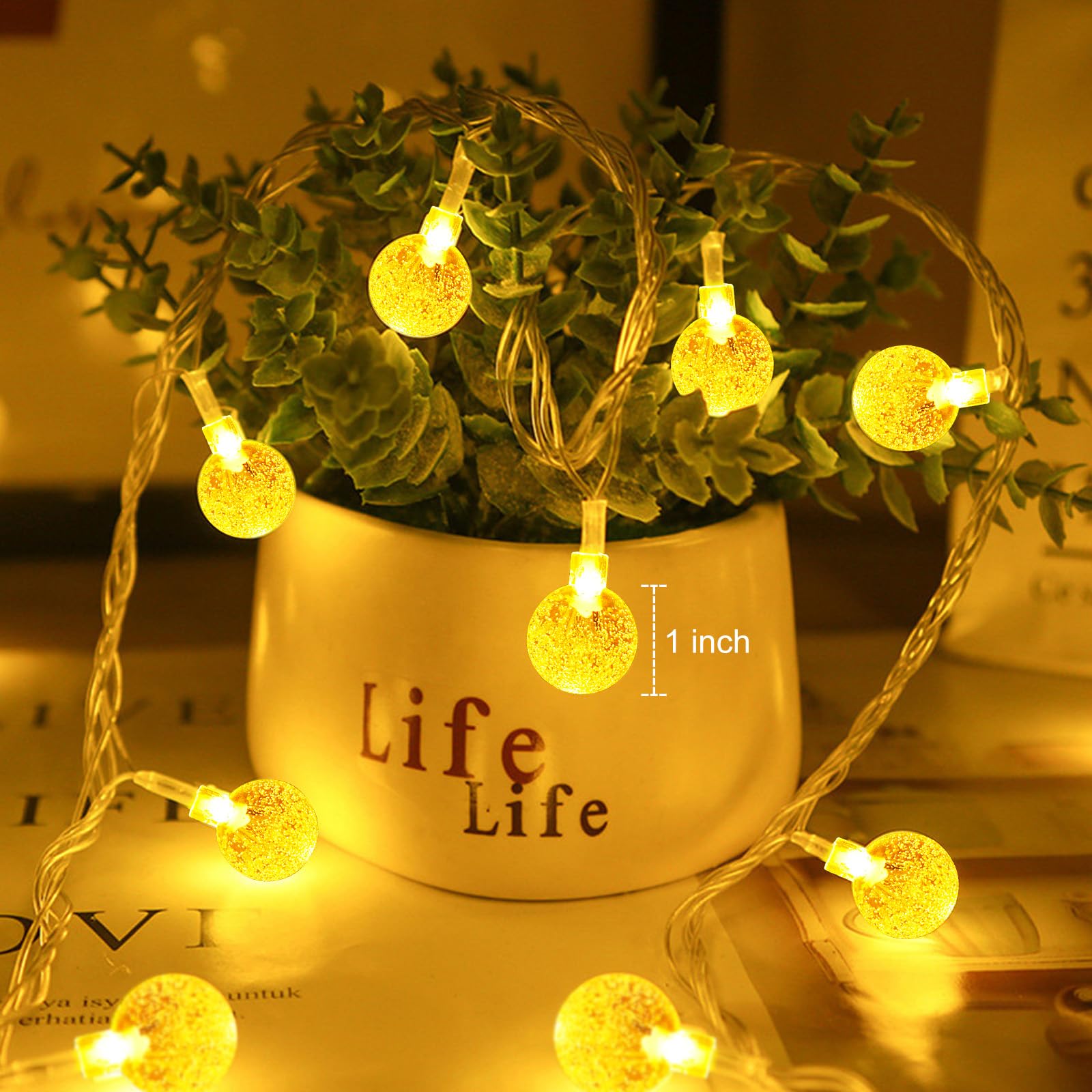 Minetom Globe String Lights 33ft Plug in 100 LED Warm White Fairy Lights with Remote for Outdoor Indoor Decor