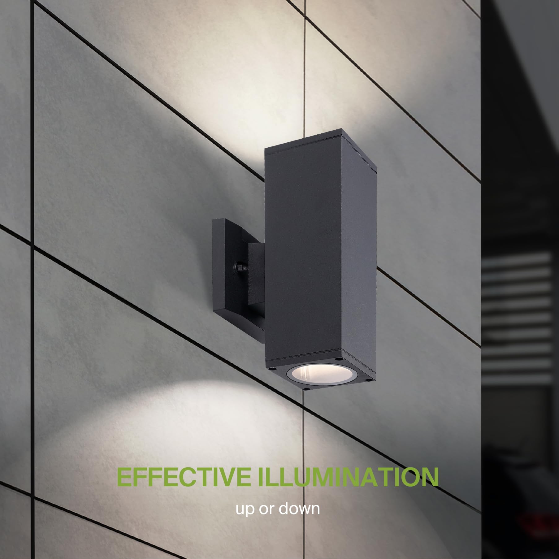 ASD 2-Way Square Wall Light Fixture | Waterproof | 120W E26 Socket | Black | Model A-OCLS-2I-2660-BK