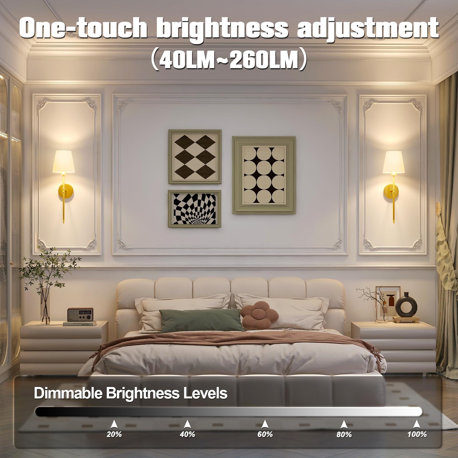 Jofios Wall Lights Battery Operated Wall Sconces Set Of 2,Gold Wireless Wall Sconces With Remote,9 Colors Modes Rechargeable Wal