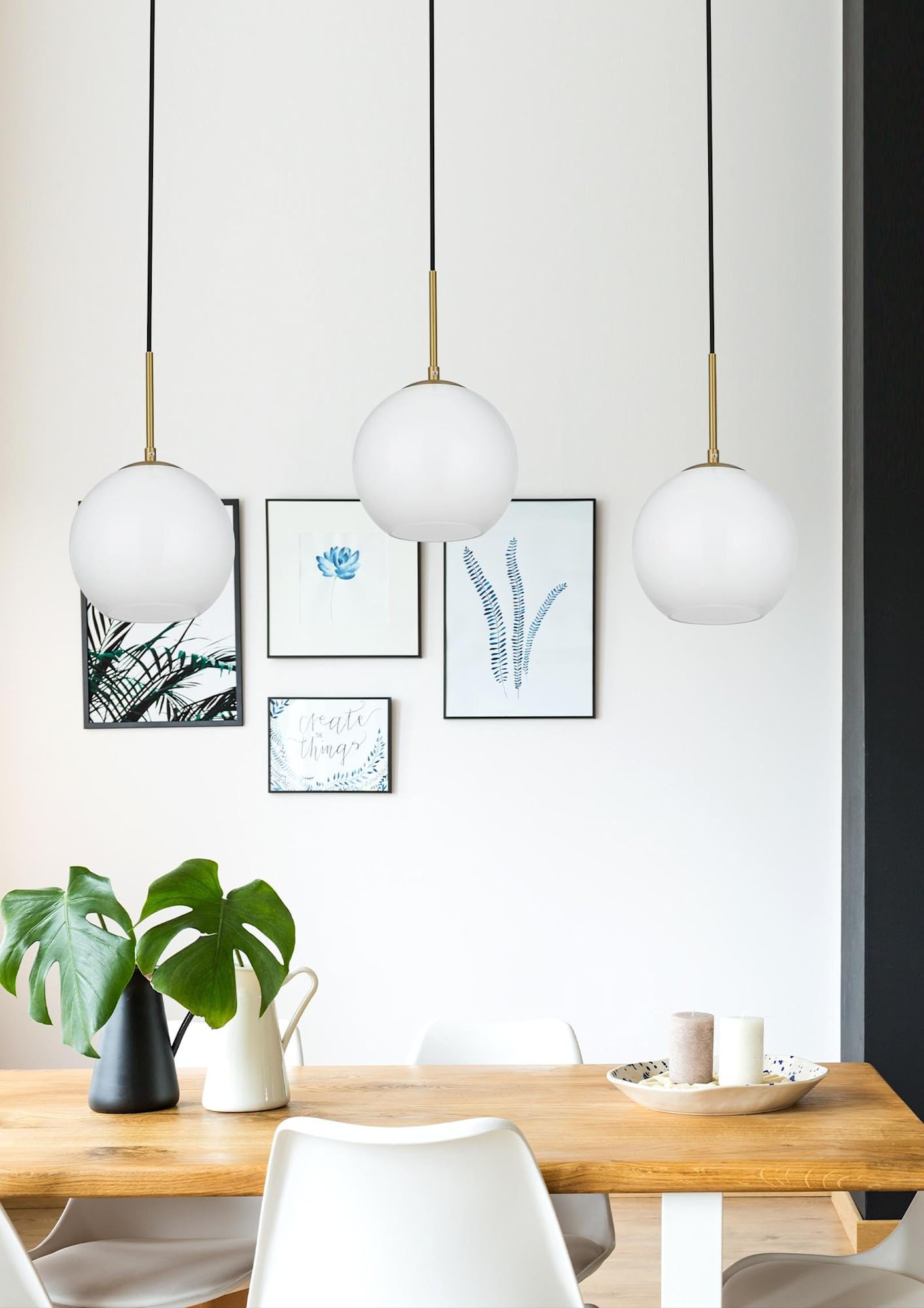 Elegant Lighting Living District Baxter 3-Light Metal & Glass Pendant in Chrome/Frosted White