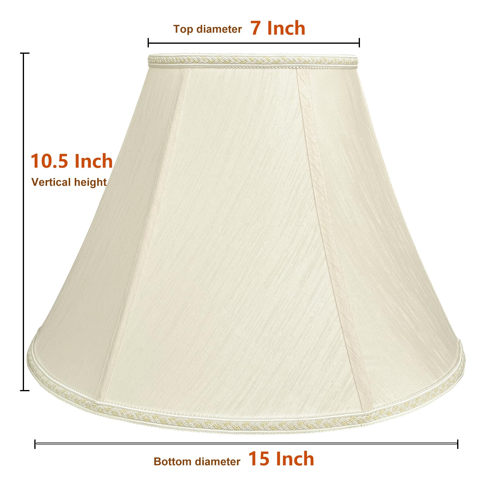 TOOTOO STAR Bell Lamp Shade, Royal Style 7in x 15in x 10.5in, Beige, Model SX015MH for Table and Floor Lamps