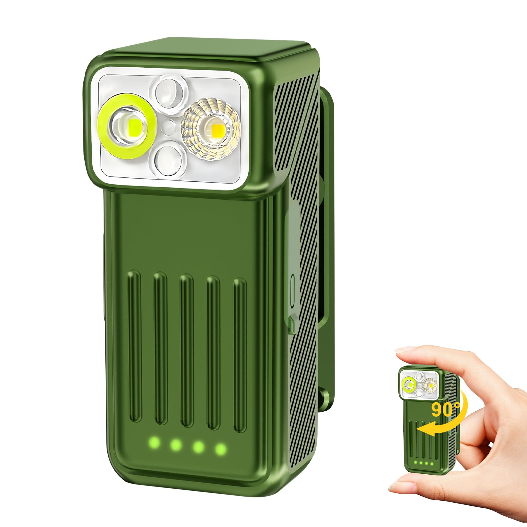 Minsk Rechargeable EDC Flashlight, Mini Flashlights Clip-on Light, 90 Rotatable Head Pocket Light, 500 Lumen Portable Flashlight