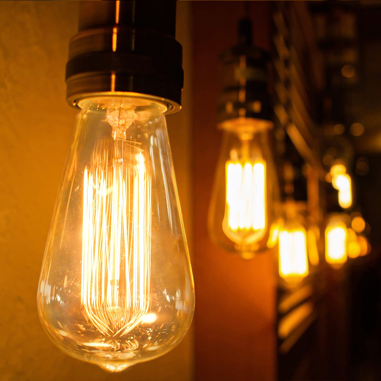 60 Watt Incandescent Edison Light Bulbs, Vintage Dimmable E26 Bulbs, St58 2200K Warm White Antique 260Lm E26 Medium Screw Base A