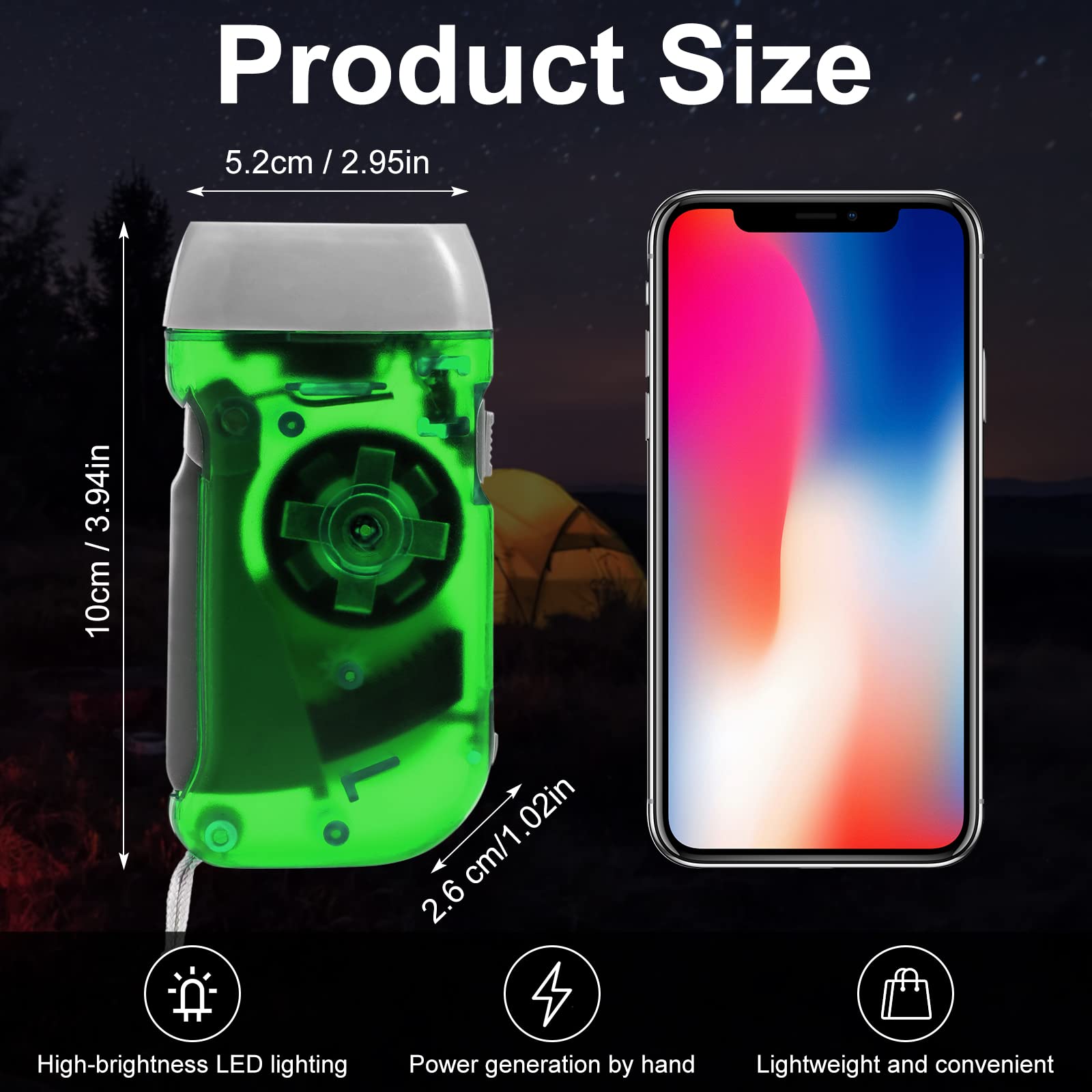 Treela 36 Pcs Hand Crank Flashlight Bulk Squeeze Wind Up Flashlight No Battery With Led Self Powered Charging Torch Dynamo For Camping Emergency Survival Christmas(Yellow, Green, Blue, Red)