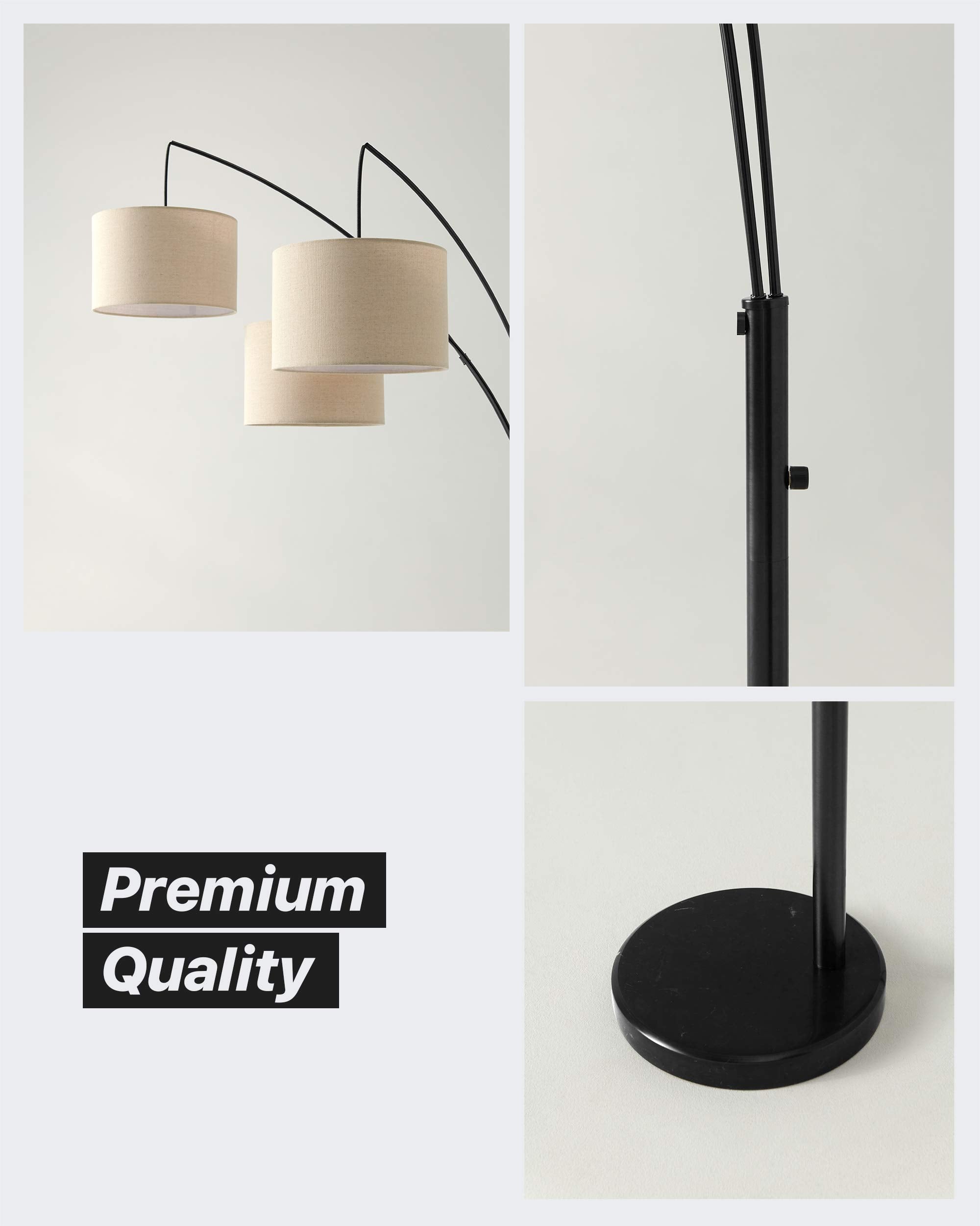 Brightech Trilage Arc Floor Lamp - Multi Head Black Tree Lamp for Living Room & Bedroom, Model 3Y-7I6N-JPOQ