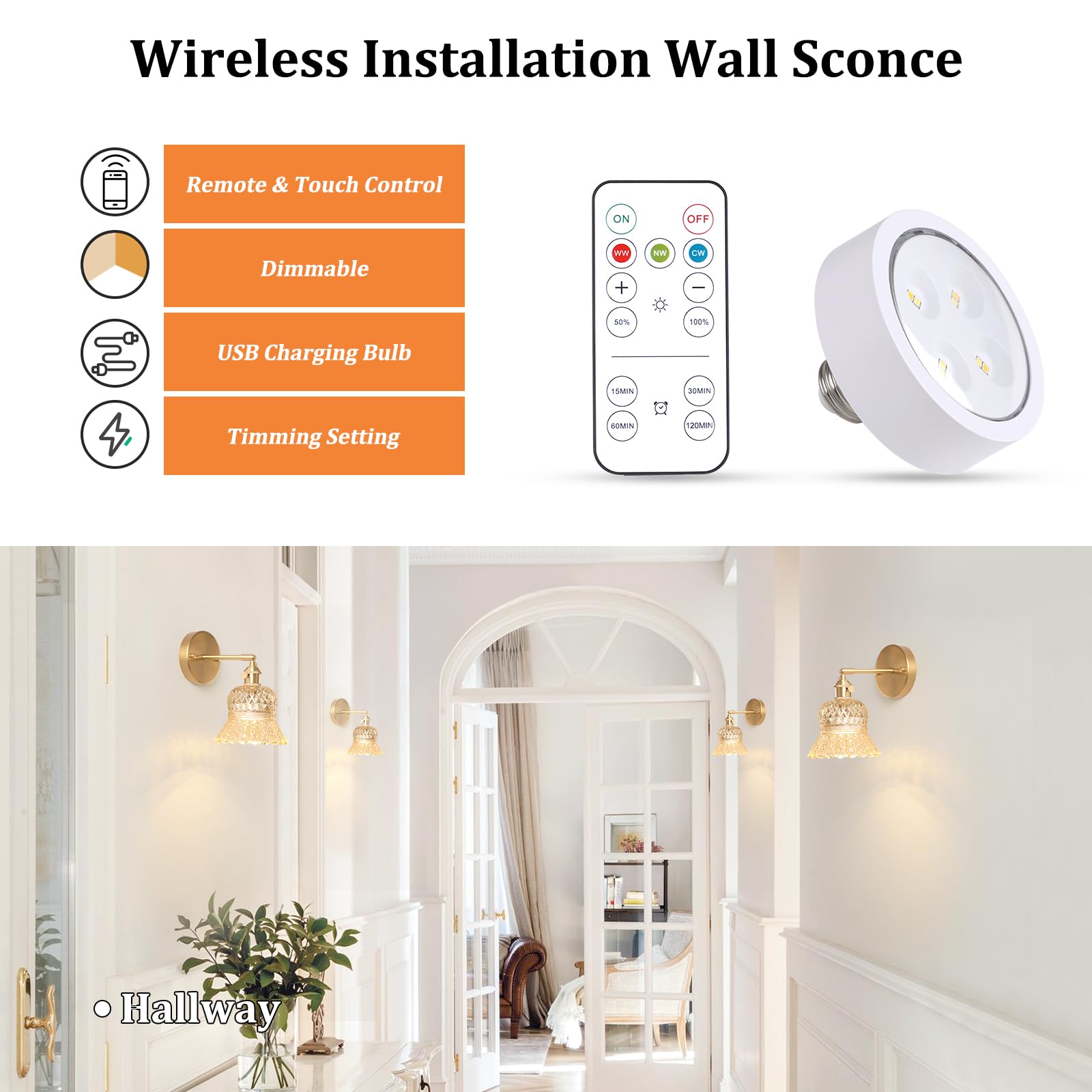 Shenmoyl Vintage Battery Operated Wall Sconces Set Of Two, Rechargeable Battery Powered Wall Sconce With Remote Control, Wireles