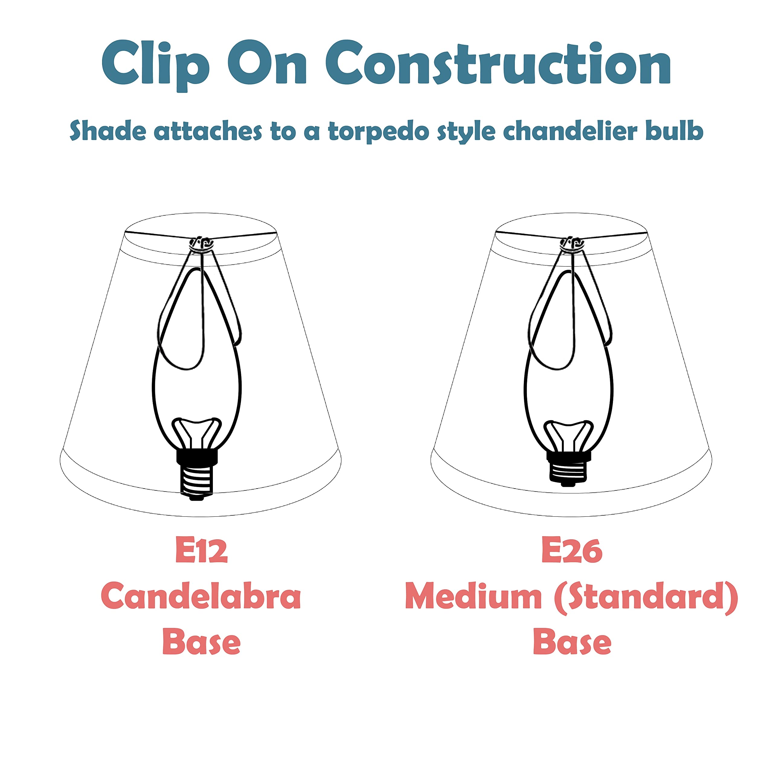 Aspen Creative 32719-2A, Empire Clip-On Chandelier Lamp Shade, White, 3&quot; Top X 4&quot; Bottom X 4&quot; Slant Height, Set Of 2