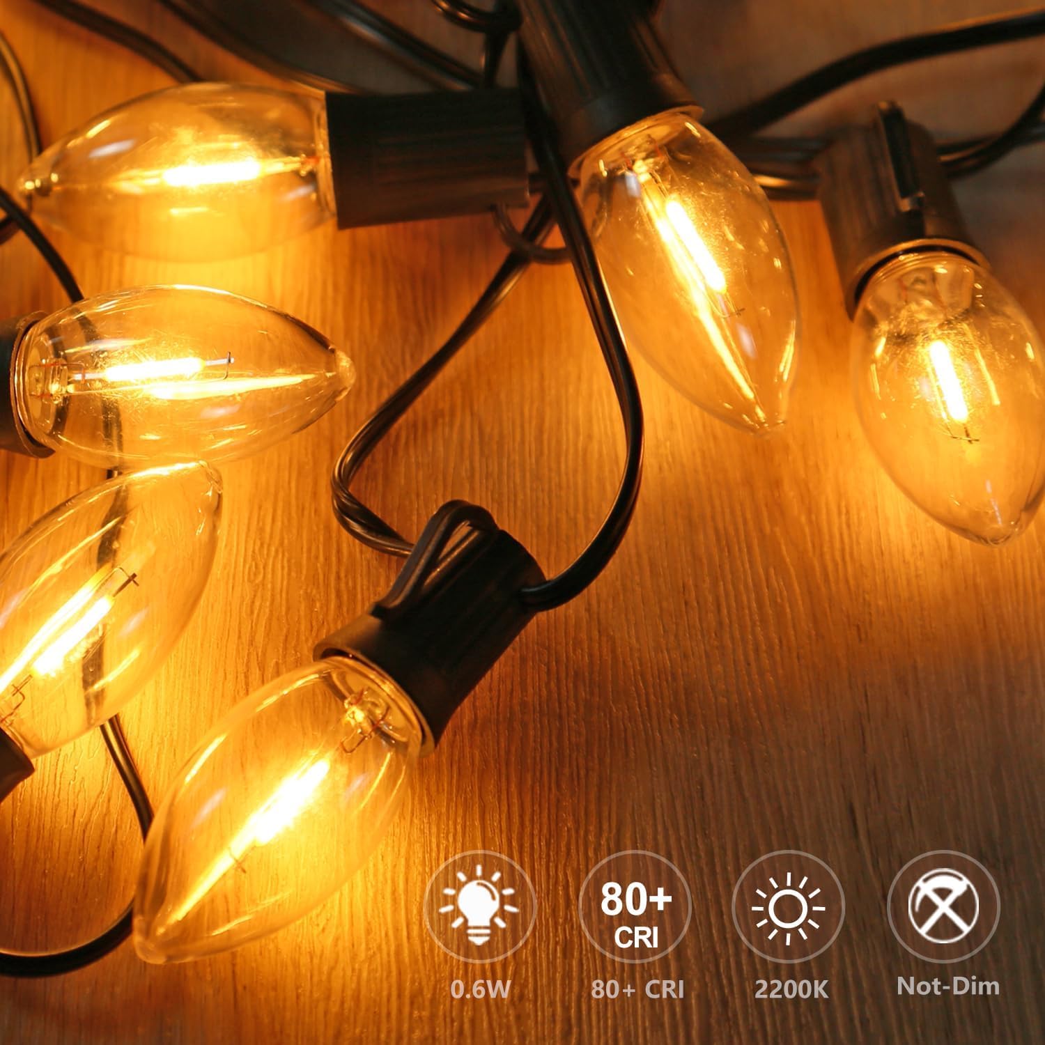 Kly 50 - Pack C9 Led Christmas Light Bulb, Plastic Shatterproof C9 Replacement Edison Bulbs, 0.6W Equivalent To 4W 5W 6W 7W Led
