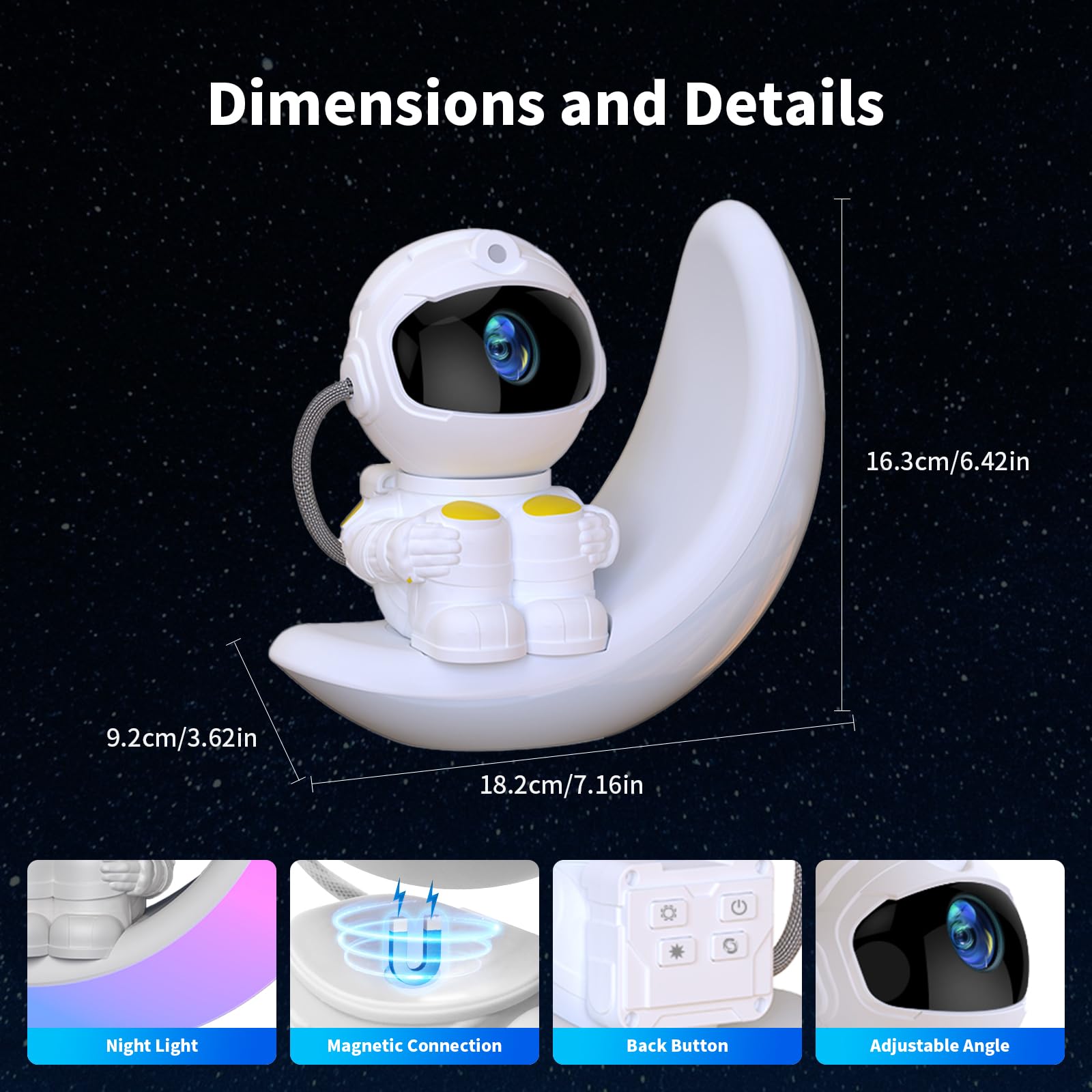 Astronaut Galaxy Projector Moon Night Light, Star Ceiling Projector Galaxy Light With Timer And Remote Starry Nebula Led Lamp, S