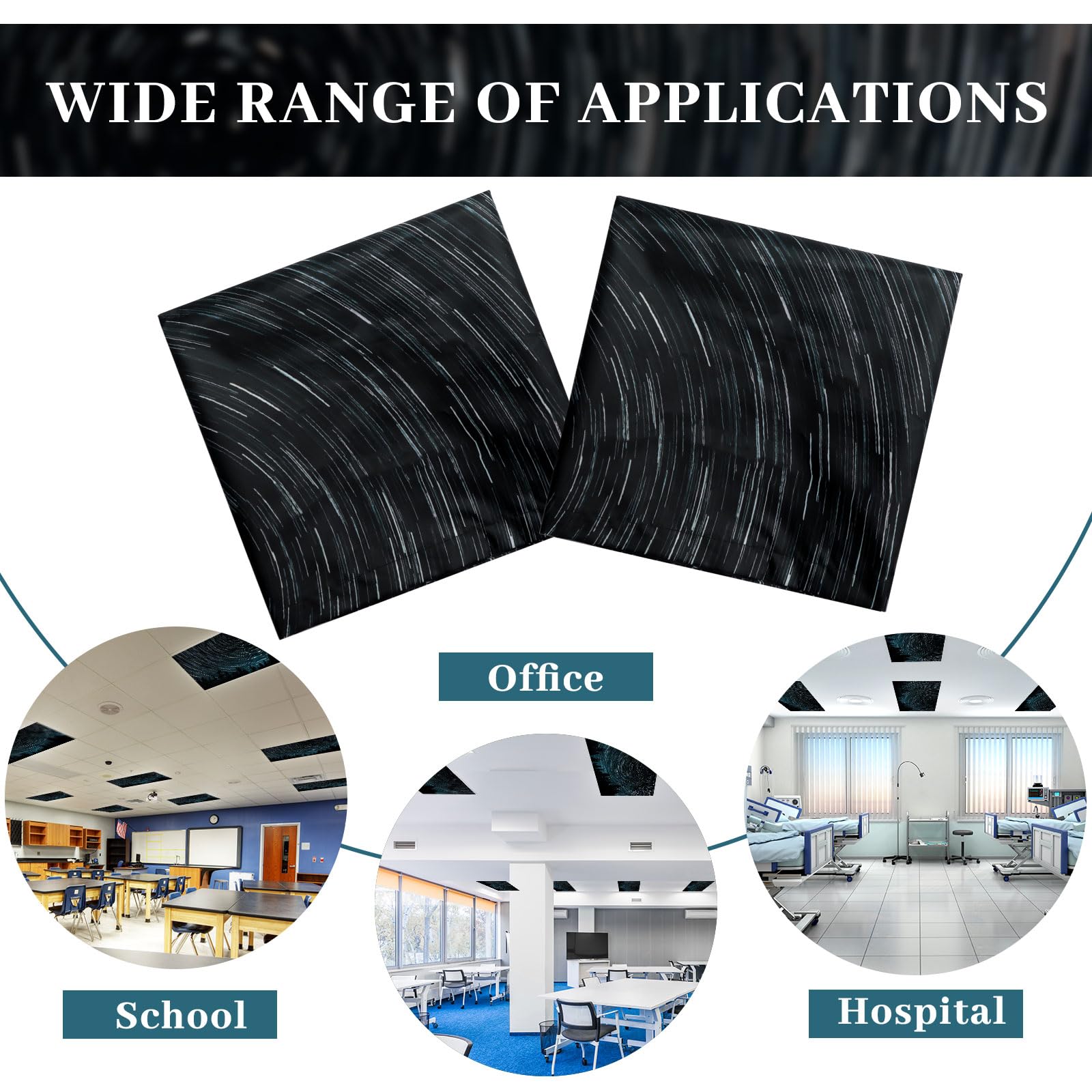 Patelai Fluorescent Light Cover with 10 Magnets, 4 x 2 Feet, Black, for Classroom and Office Decor, Model PT-Patelai-132931