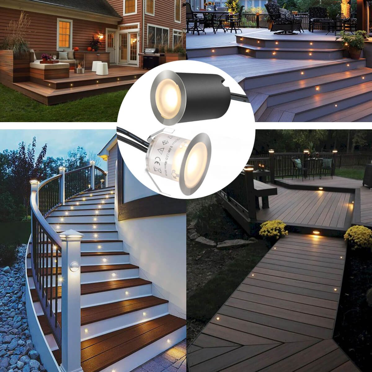 Smy Lighting 10 Pack Recessed Led Deck Light Kits With Protecting Shell, 32Mm, Warm White, Ip67 Waterproof, 12V Low Voltage, For