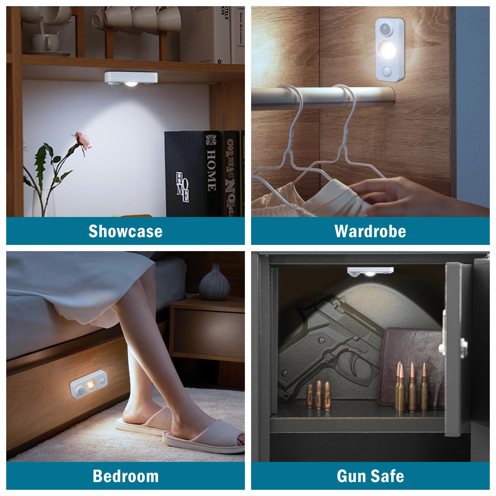 Ledlampsworld Led Motion Sensor Puck Lights  Rechargeable Under Cabinet Lighting Wireless Daylight White  Dimmable Night Light  Under Counter Lights For Kitchen  Display Shelf  Closets (4 Pack)