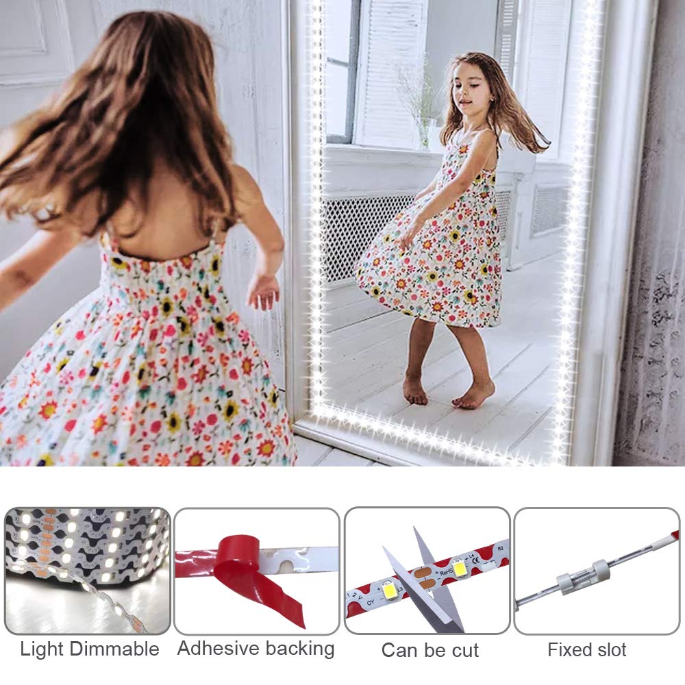 ZOKON 13ft LED Vanity Mirror Lights Kit, Bendable, Adjustable, White, Model LY-M-L-01, Includes Dimmer and Power Supply, No Mirror Included