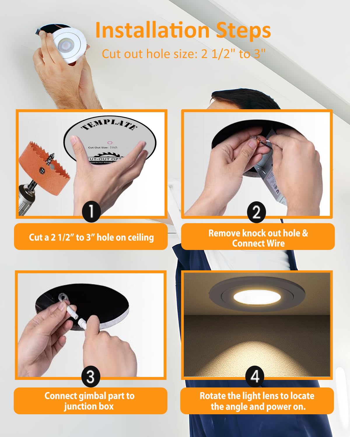 POPANU 3 Inch LED Recessed Light - 7W Gimbal Dimmable Bronze 6 Pack, Adjustable Eyeball Spotlight, Model 3SGBZ-7