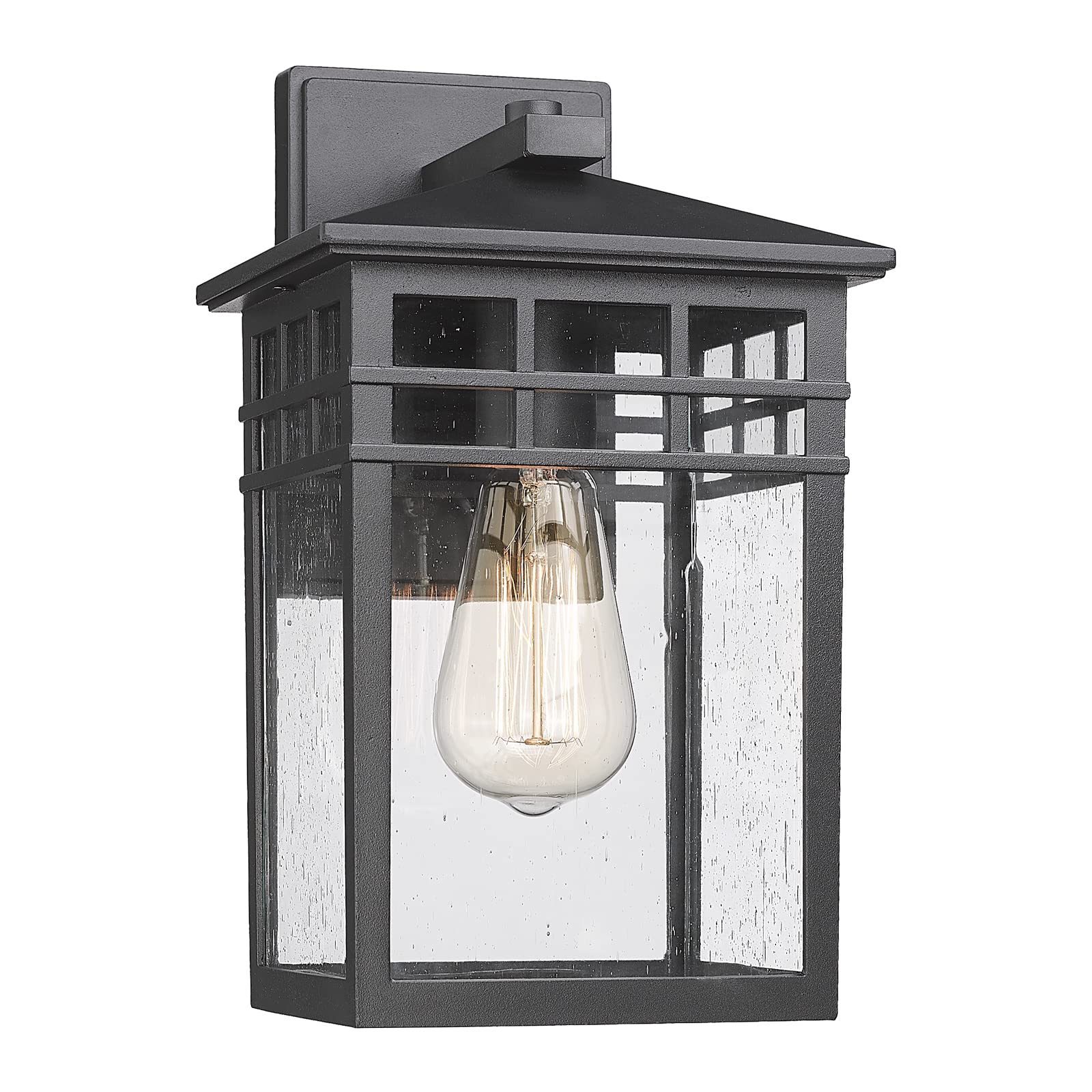 Diyel Outdoor Light Fixture Wall Mount, Modern Exterior Lights Fixture Wall Sconces with Seeded Glass for Front Porch, Farmhouse