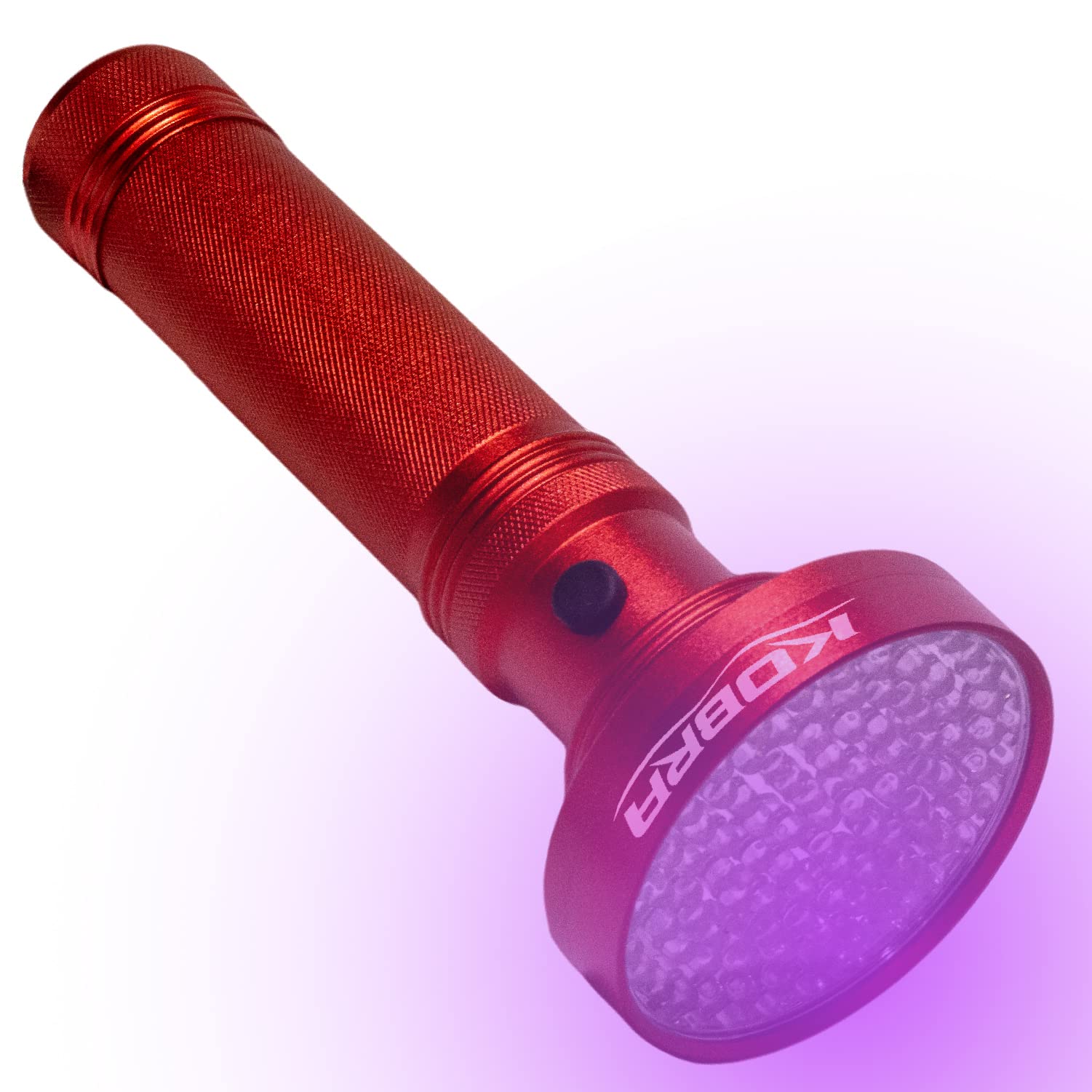 KOBRA Black Light Flashlight 100 LED Lamp, Ultra Intensity 18W, 385-395nm, Aluminum, Red, Model BLFL-PRNT