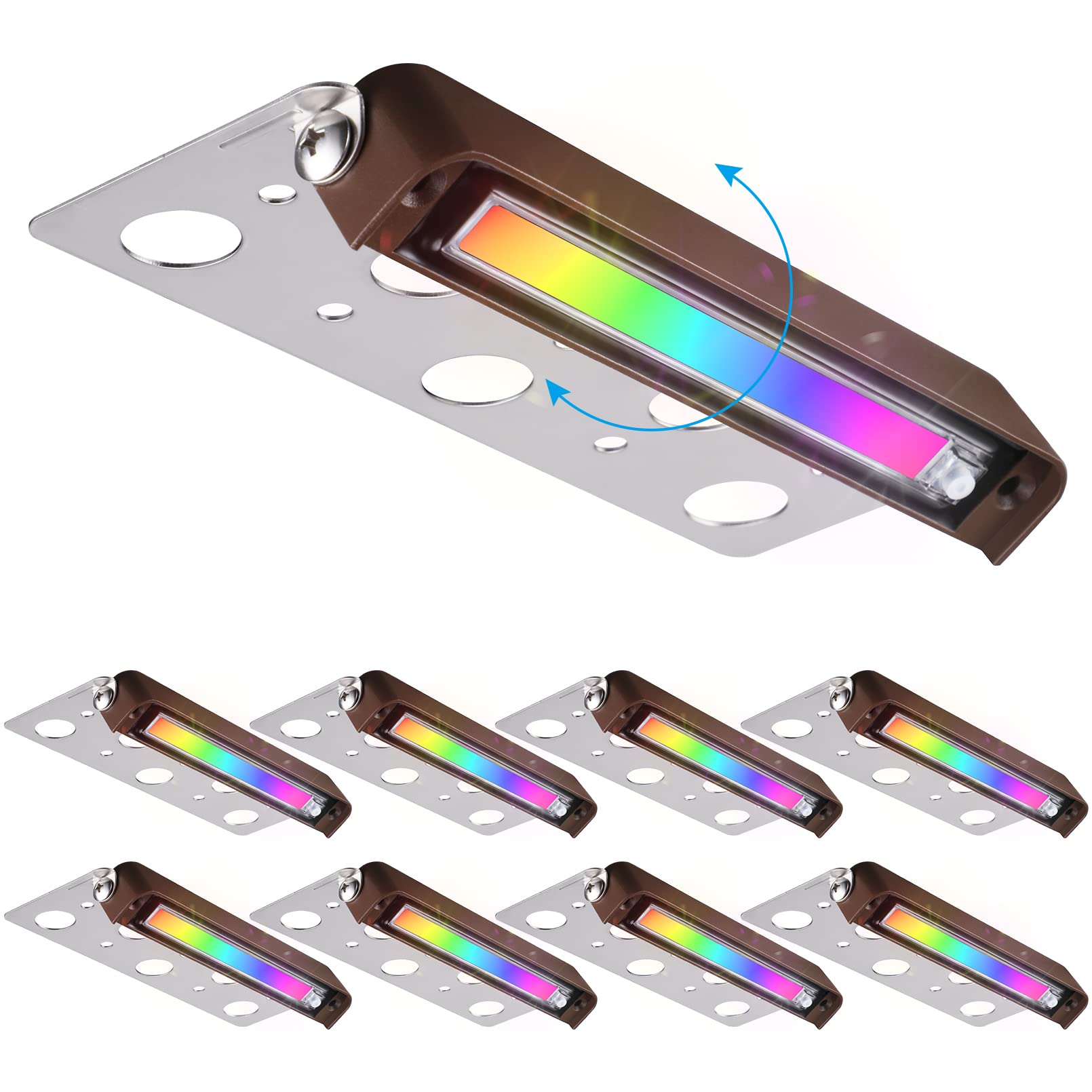 LEONLITE 7 Inch RGB LED Hardscape Lighting, 3W Color Changing Step Lights, Die-casted Aluminum, Model 34368, 12V-24V AC/DC