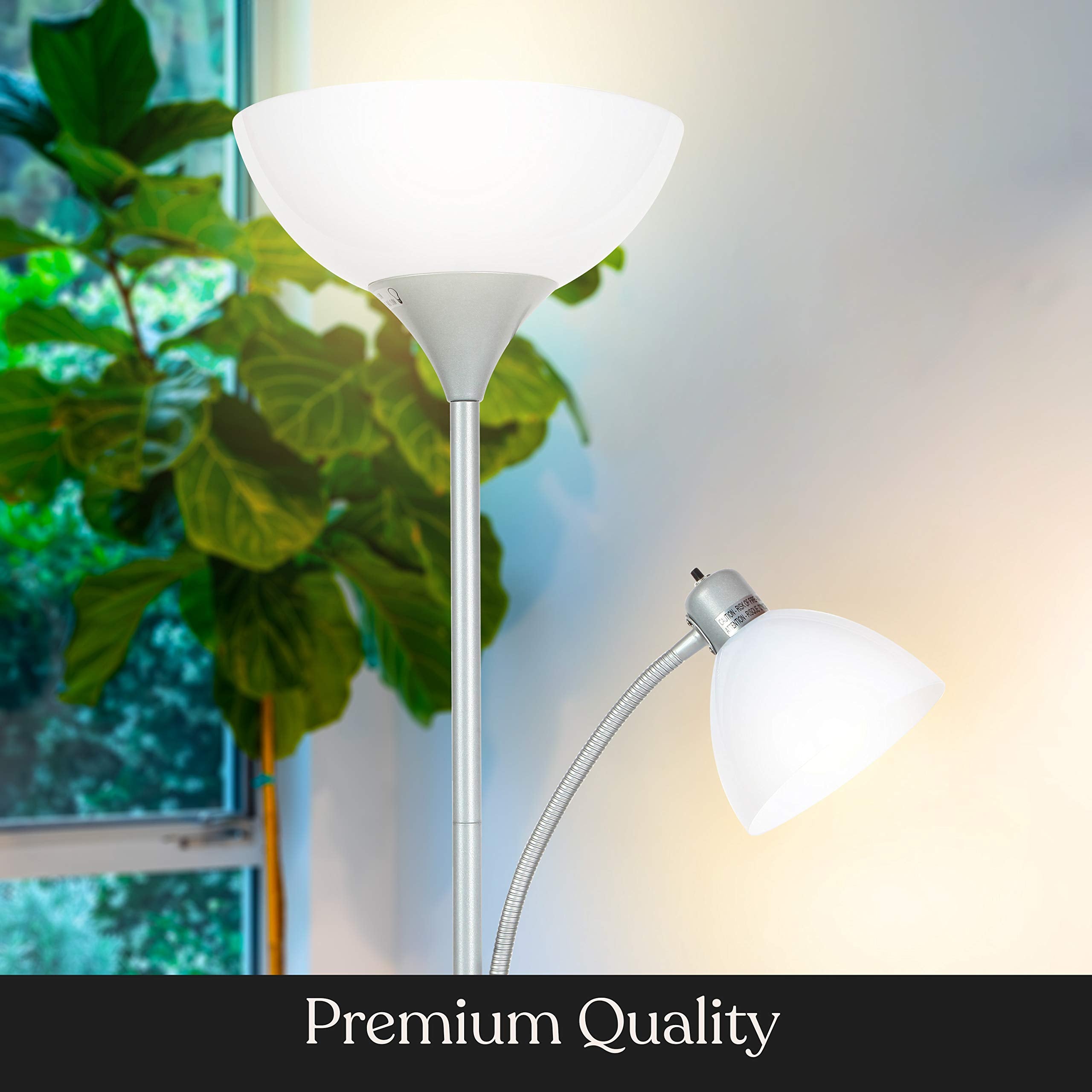 Brightech Sky Dome Plus LED Floor Lamp, Dimmable, Silver, Model FL-DMEPLS-SVR