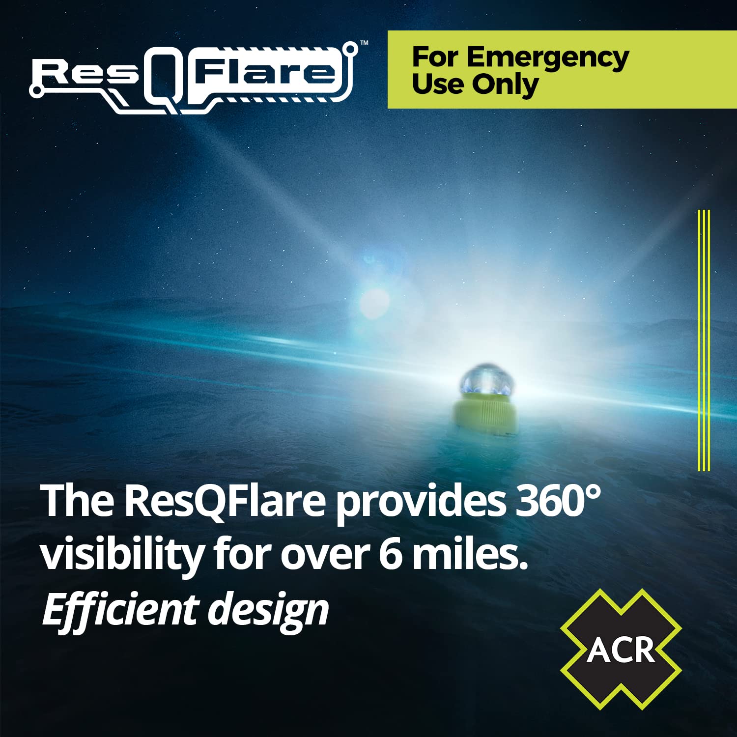 ACR ResQFlare E-Flare, USCG Approved, Model 3966, High Visibility Yellow, Plastic