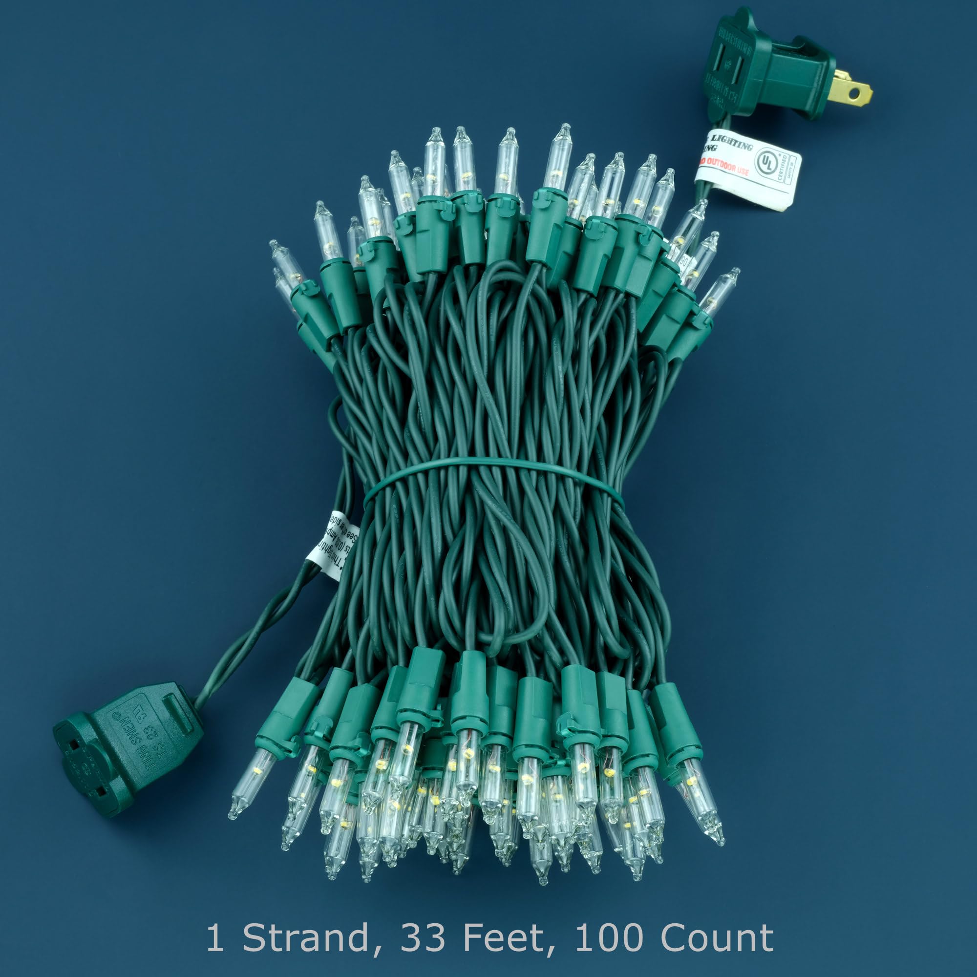 YULETIME Frosted White Christmas Lights, 200 Count, 66 Feet, UL Certified, Copper Wire, Model DDS-L-100E/2F, Pack of 2 Sets