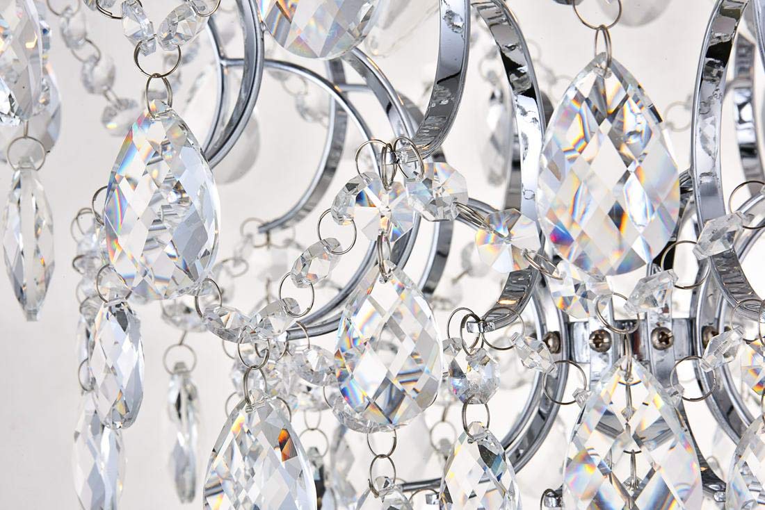 Bestier Modern Pendant Chandelier, Crystal Raindrop Design, 16" D x 18" H, Chrome Finish, 3 E12 Bulbs Required, Ideal for Dining Room, Bedroom,