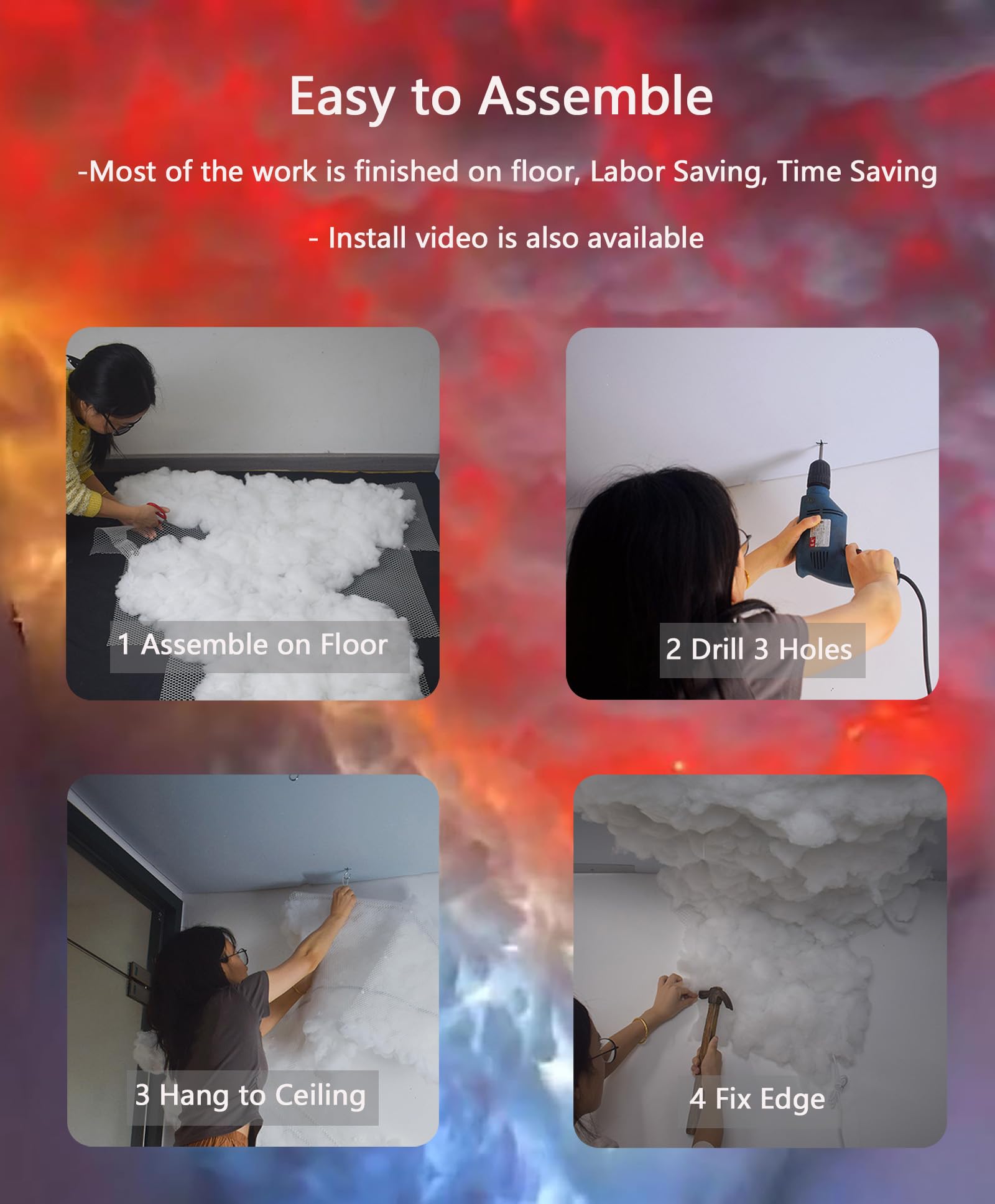 Upgraded 3D Thundercloud Led Light, Cloud Music Sync Multicolor Changing Strip Light, Atmosphere Diy Creative Thunder Cloud Lamp Wall Ceiling Light For Bedroom Gaming Room Party (1 Pcs, 19.75 Ft)