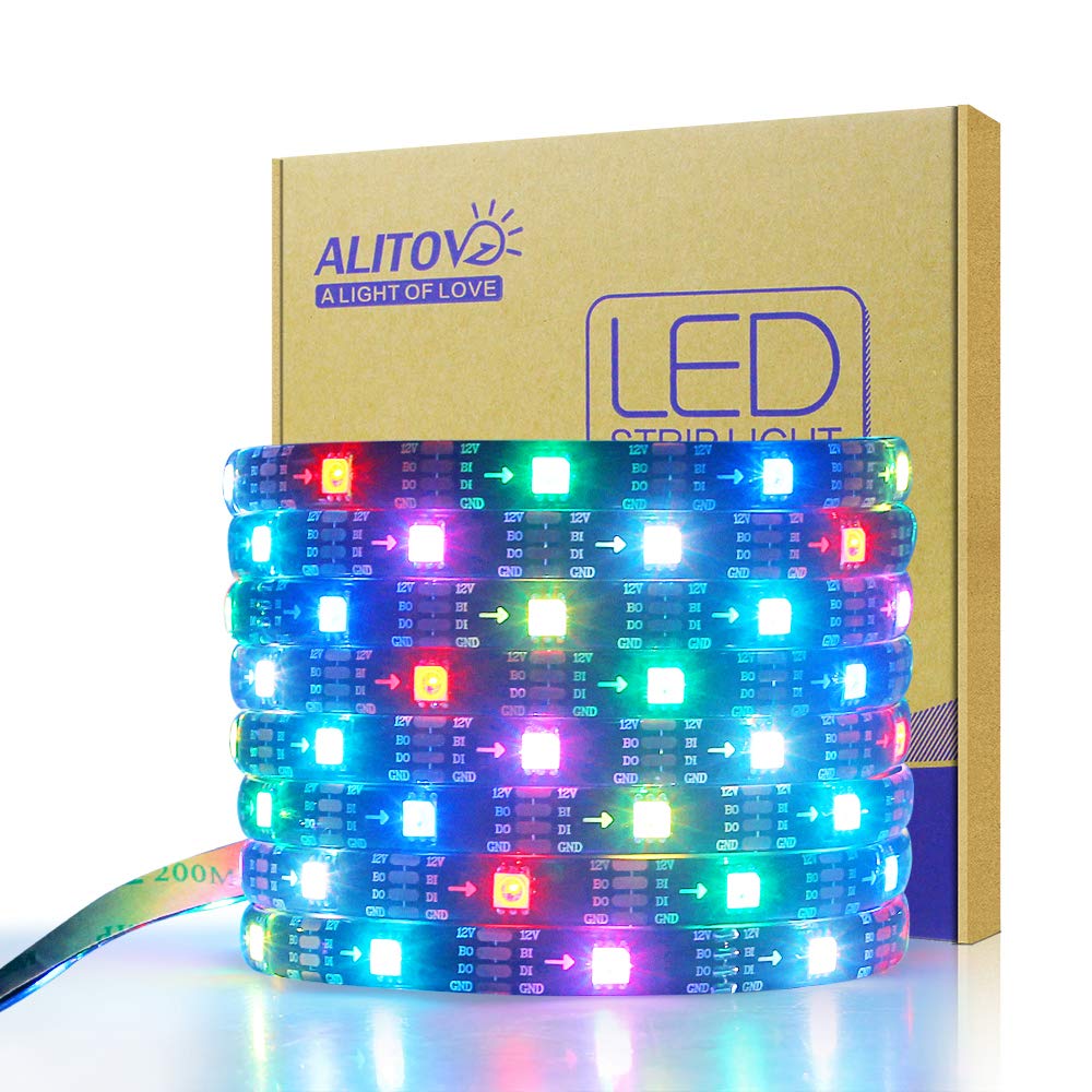 ALITOVE WS2815 RGB LED Strip Light 5m 150 LEDs IP65 Waterproof Black FPCB Model AL2815BK150IP65