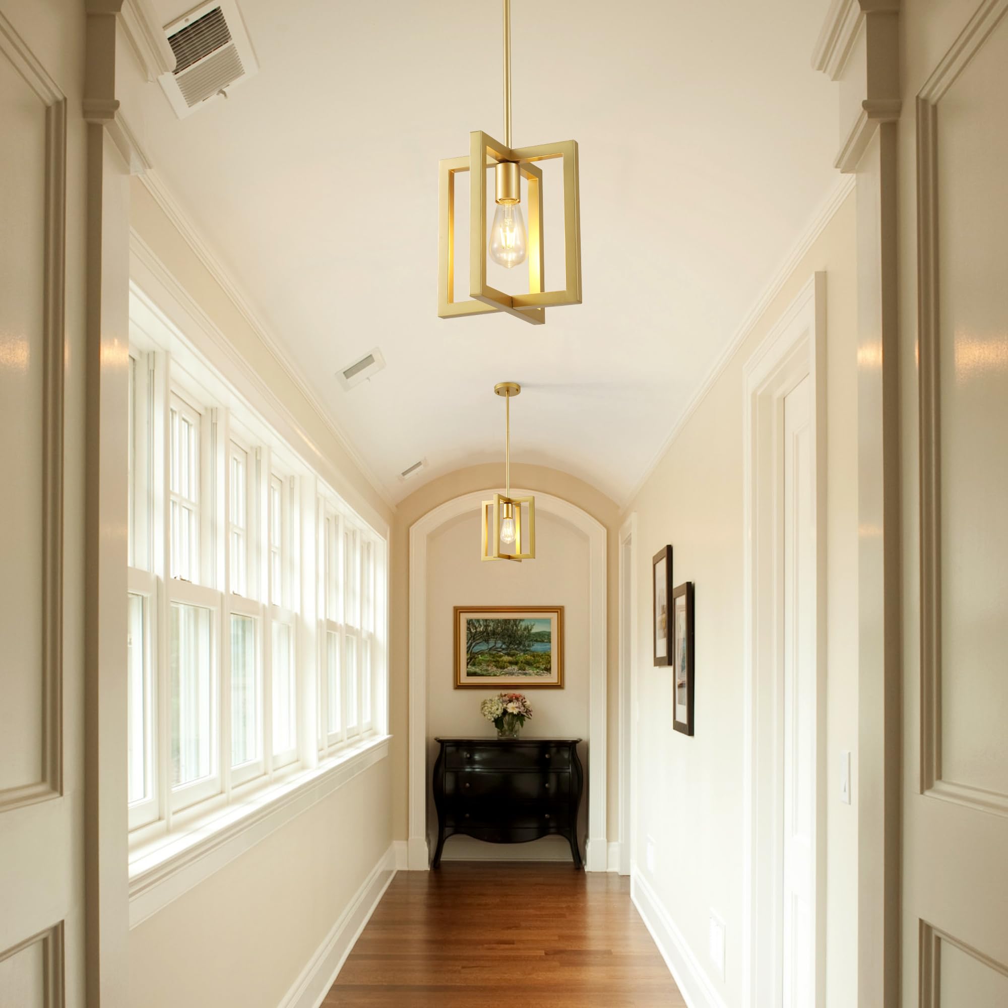 Klgxnrd Mini Modern Farmhouse Gold Pendant Lighting For Kitchen Island, Adjustable Industrial Entryway Light Fixture Hanging For