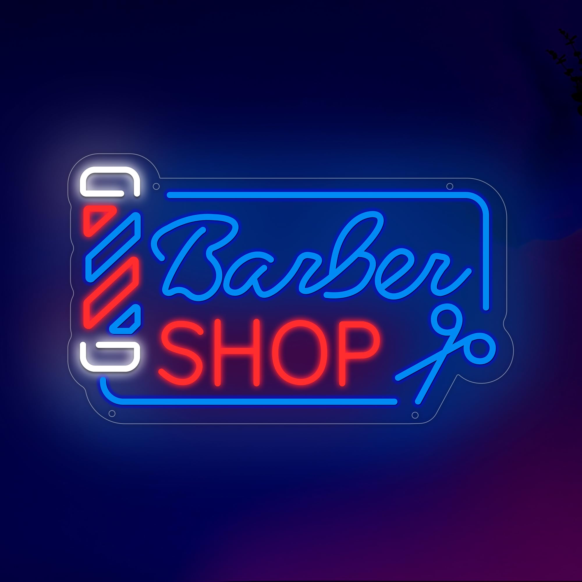 Moneter Barber Shop Neon Sign LED Wall Decor, Acrylic, 16.73 x 10.4 inches, Model NEON2003, Barber Color