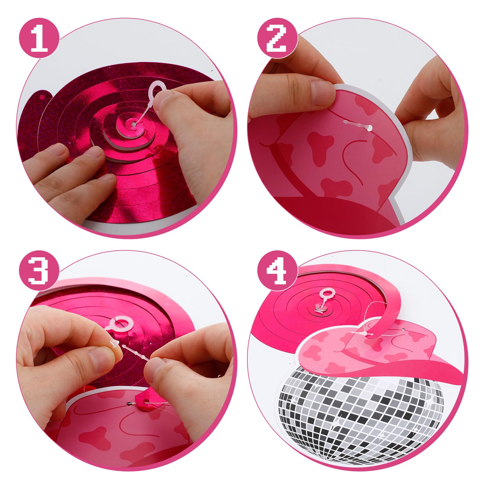 Barydat 48 Pcs Disco Cowgirl Party Decorations Disco Ball Cowgirl Hat Hanging Swirls Disco Cowgirl Ceiling Decoration For Retro Disco Western Cowgirl Birthday Party Favors Supplies (Classic Color)