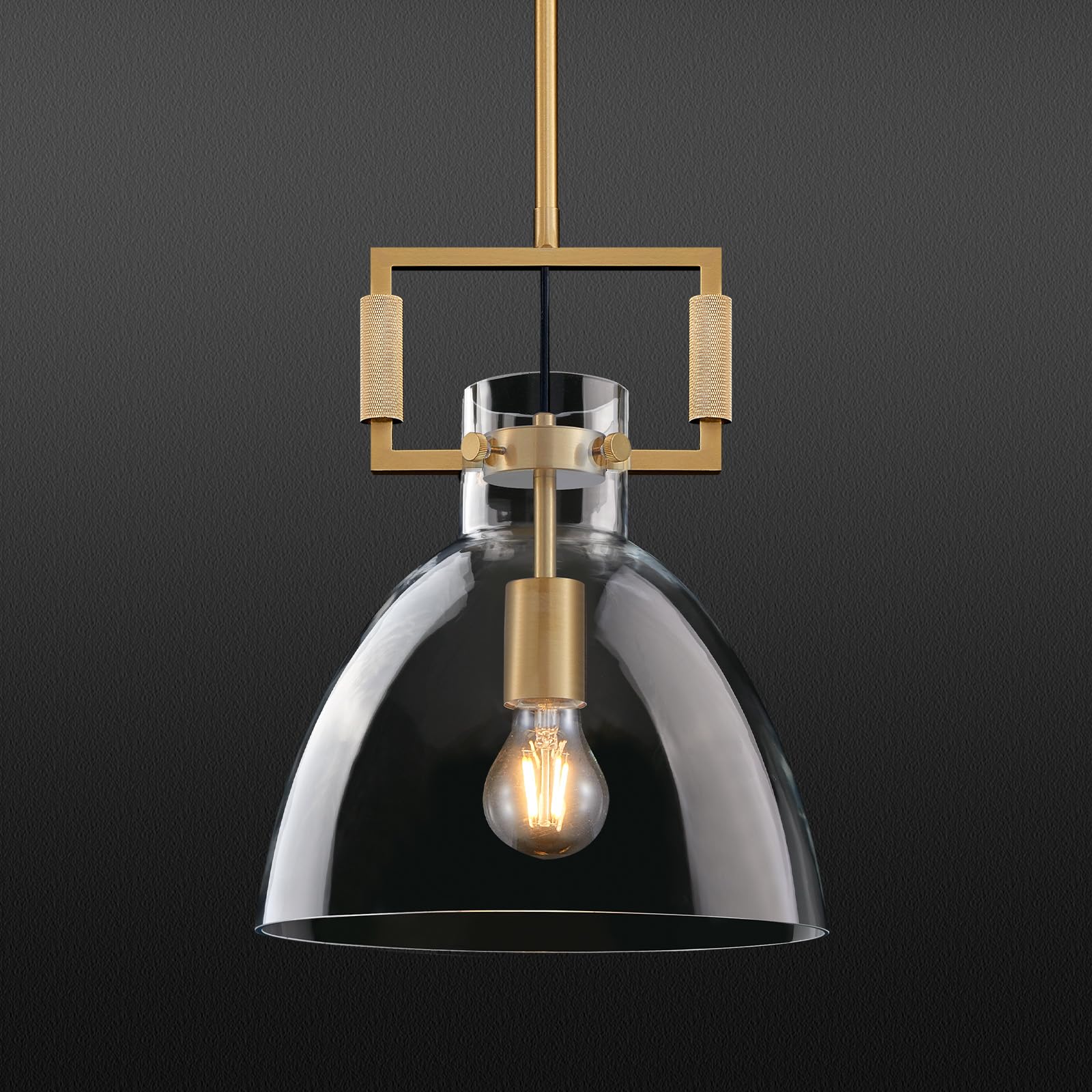 YKYQQLT Mondern Large Gold Kitchen Island Pendant Light  10  W 1-Light Glass and Brass Island Pendant Lights Dome Pendant Light  for Kitchen Dining Room Bathroom Bar