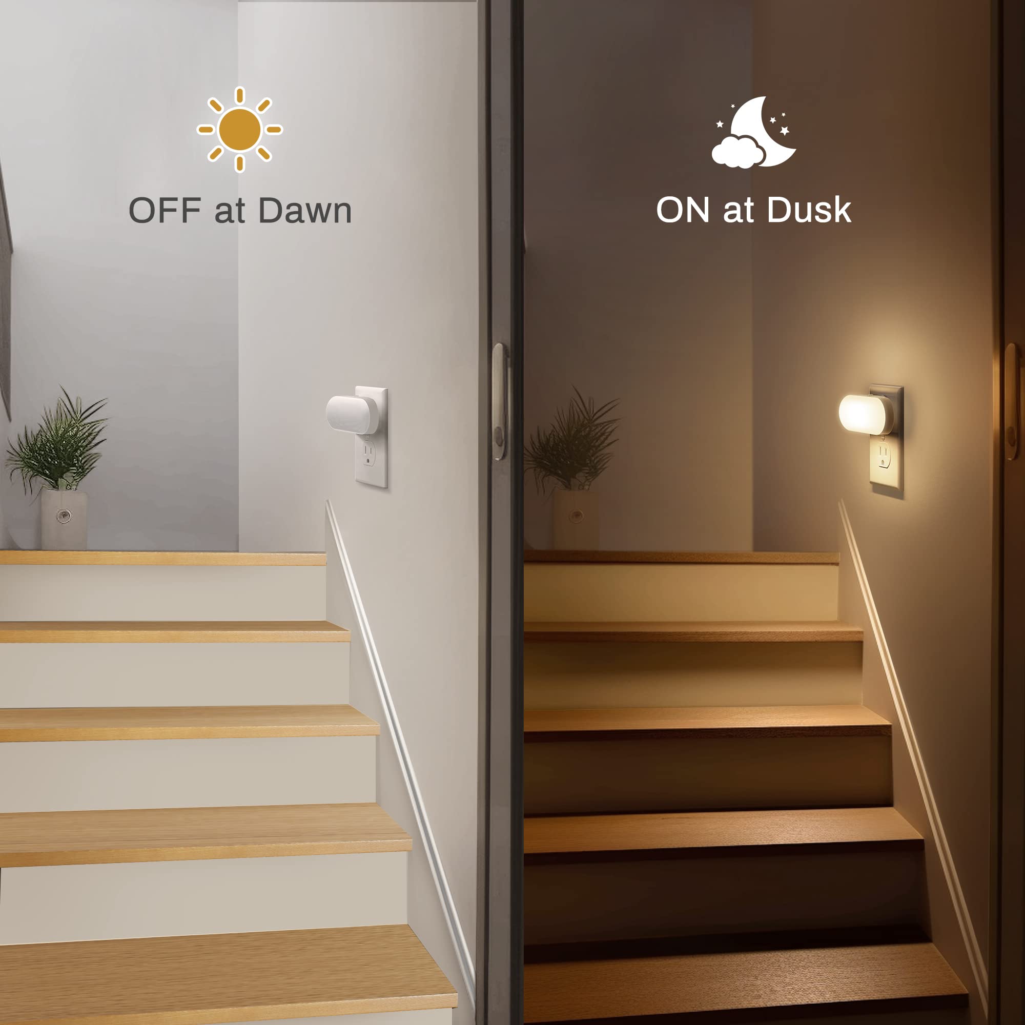 Doresshop Night Light, Night Lights Plug Into Wall, [2 Pack] 1W 3000K Led Night Light With Dusk To Dawn Sensor, Dimmable Night Light From 0Lm To 100Lm For Bathroom Hallway Bedroom Kids Room Stairway