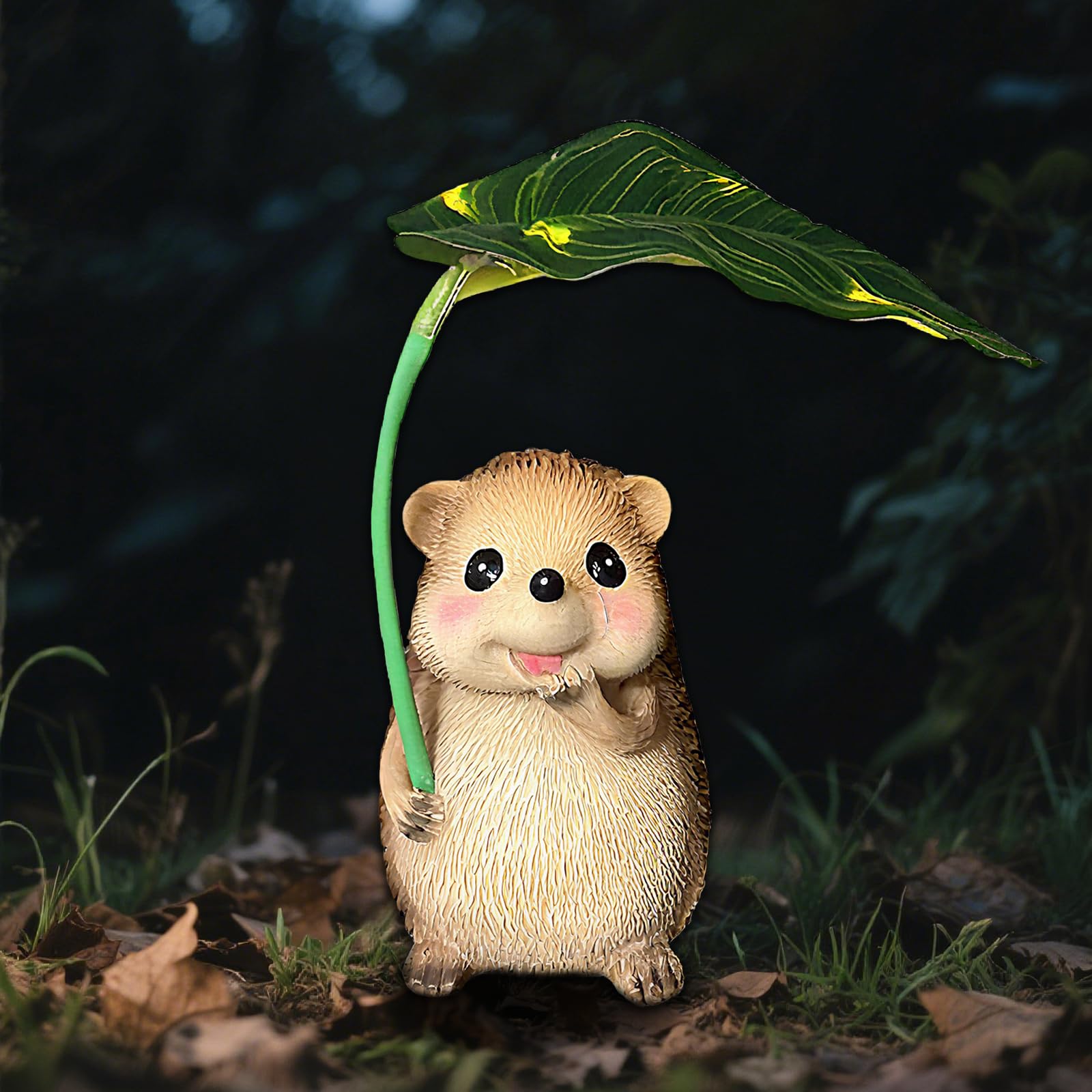 XMHBCSM Solar Garden Statues Hedgehog Garden Decor Figurine Lights with Umbrella for Outside,Yard Decorations Outdoor Patio Deco