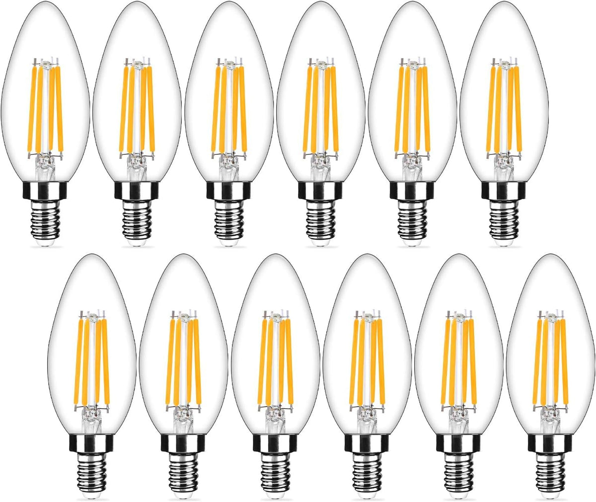 12-Pack Dimmable E12 Led Candelabra Bulbs 40Watt Equivalent, 2700K Warm White, 450Lumens, 4W B11 Vintage Chandelier Light Bulbs,