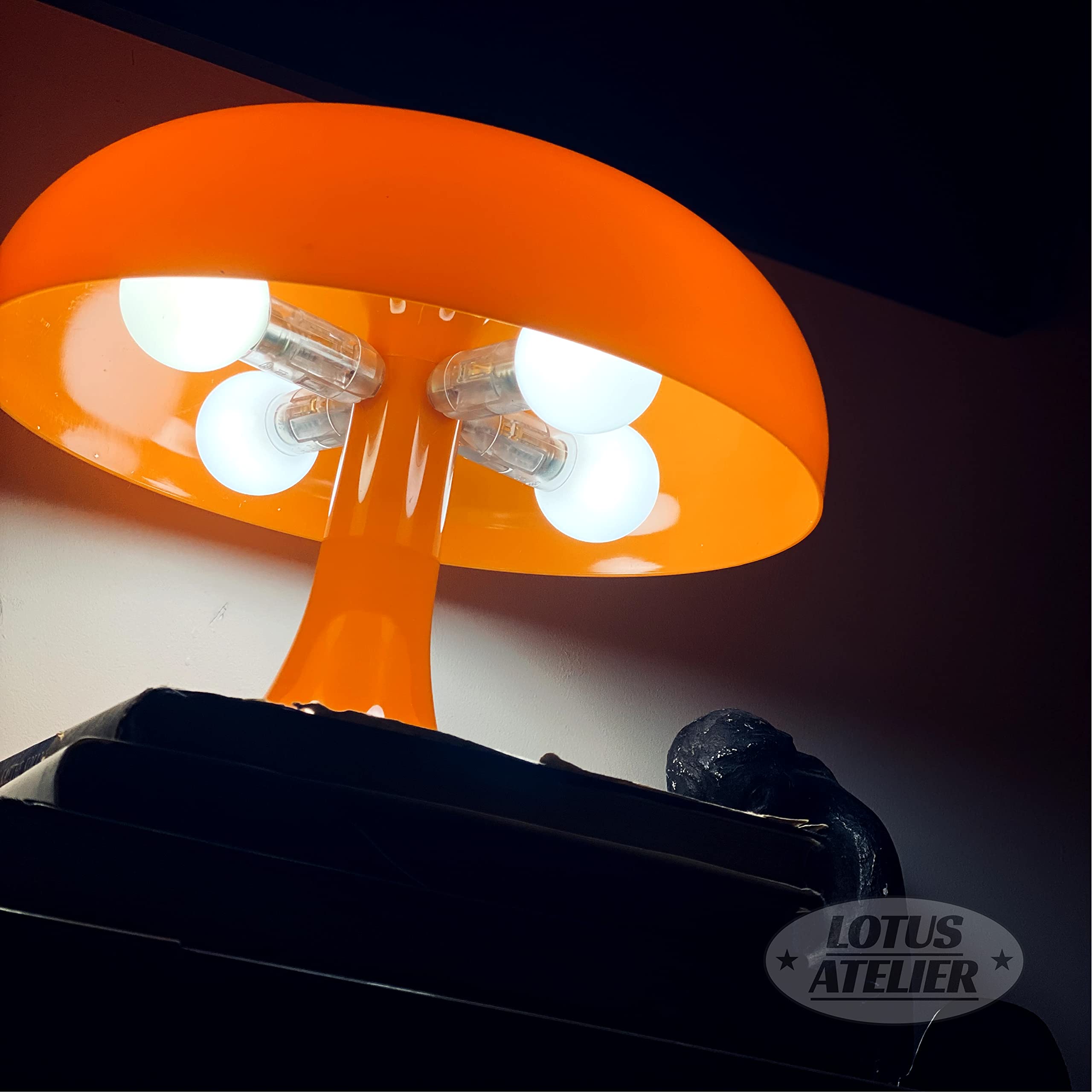 Lotus Atelier Orange Mushroom Lamp For Room Aesthetic Modern Lighting For Bedroom | Cool Retro Living Room Decor (Orange)