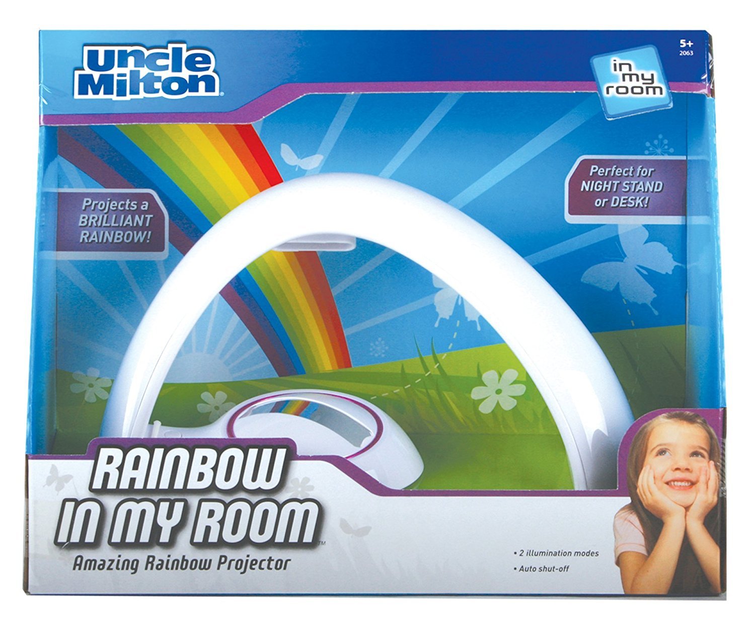 Uncle Milton Rainbow In My Room Night Light Projector - White - Model 2063 - Plastic Tabletop Décor