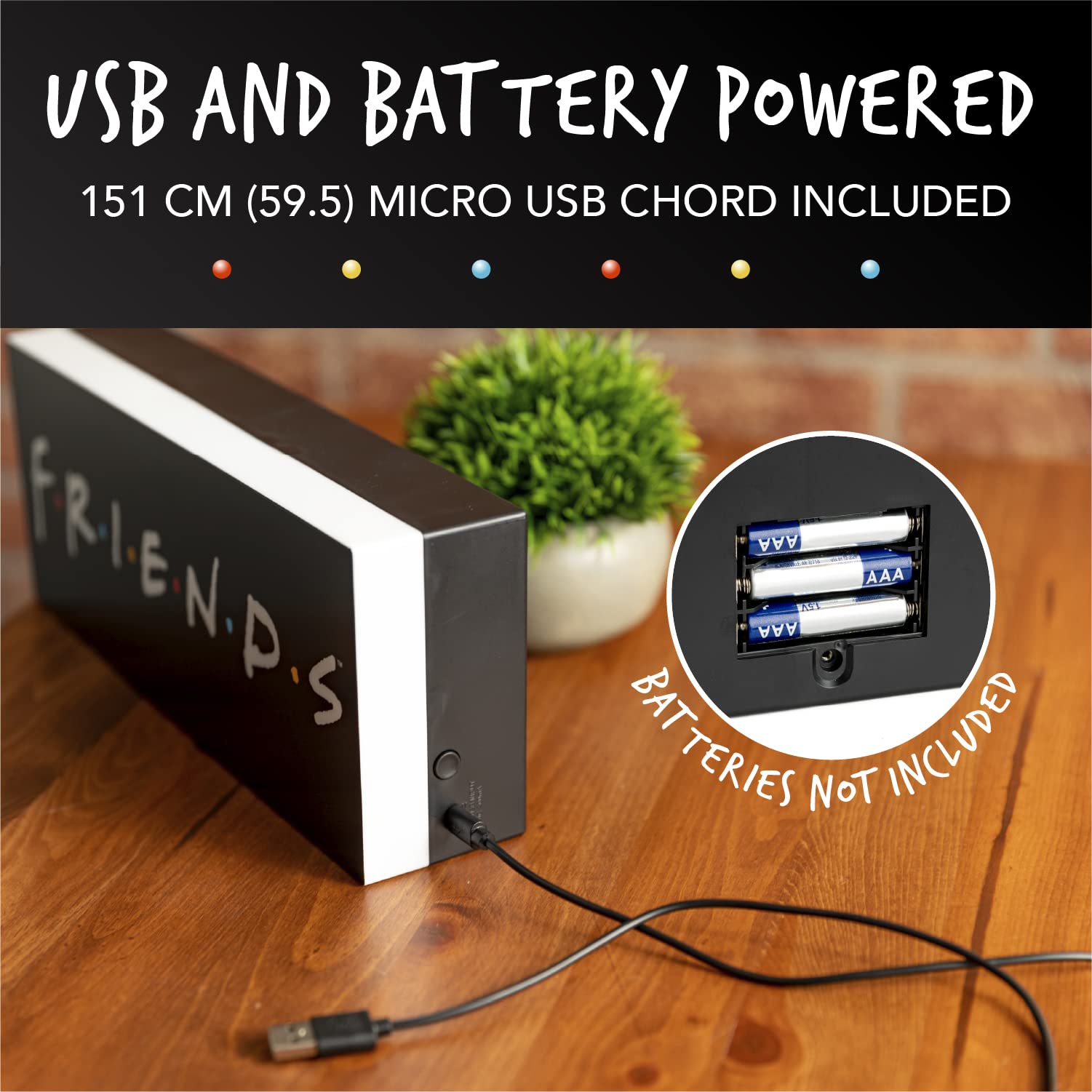 Paladone Friends Logo Light - Officially Licensed Friends TV Show - USB or Battery Powered D  cor, Black and White