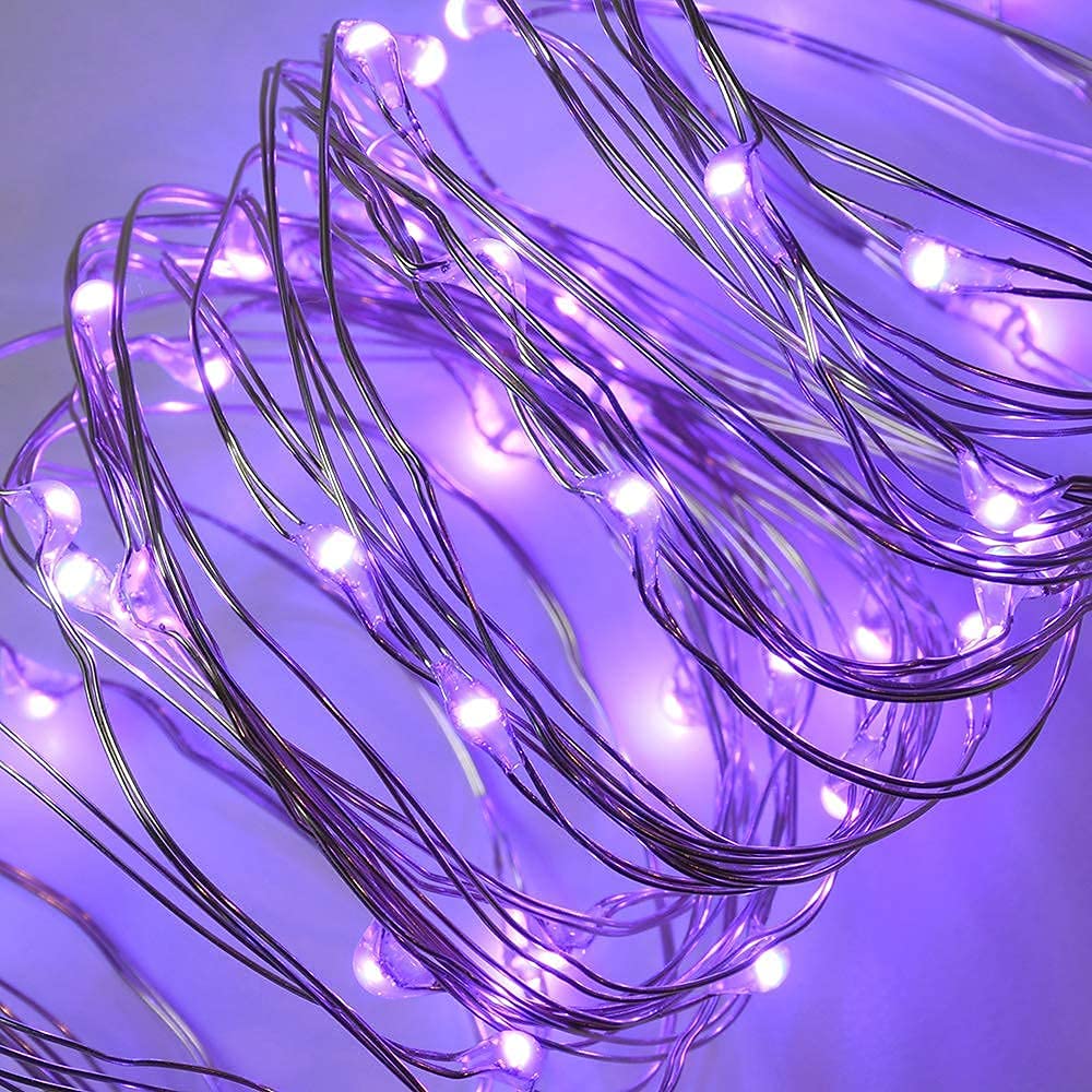 JosMega Solar Powered Fairy String Lights, Waterproof, 8 Modes, 33ft, 100 LEDs, Purple