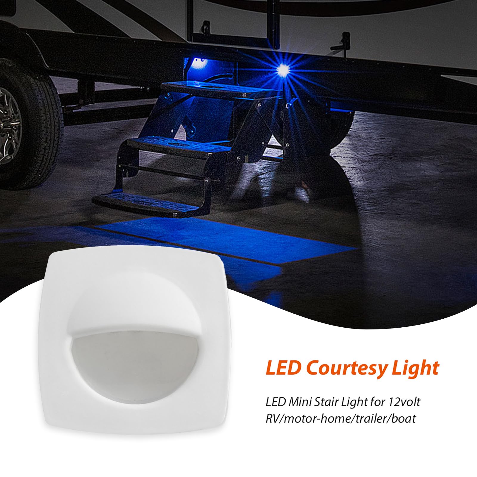 Dream Lighting 12 Volt Ip65 Blue Led Step Lights Low Voltage For Boats Truck Cars White Shell Pack Of 6
