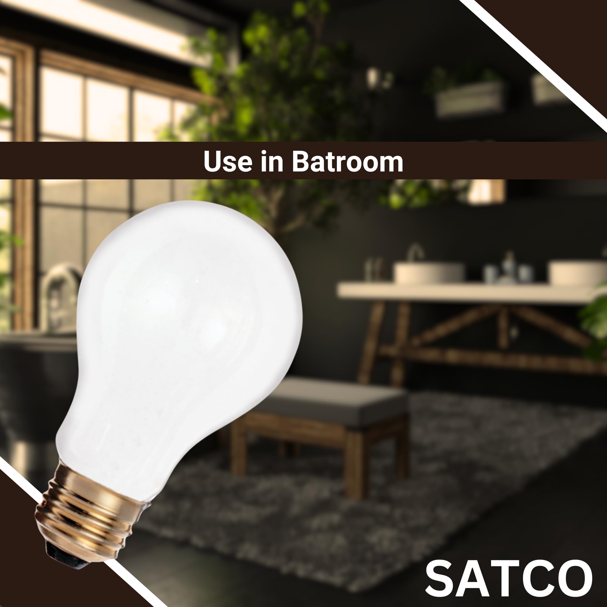 Satco A19 Incandescent Bulb 25W 130V Frosted 180 Lumens Dimmable 2700K Warm White Model S3950 (4 Pack)