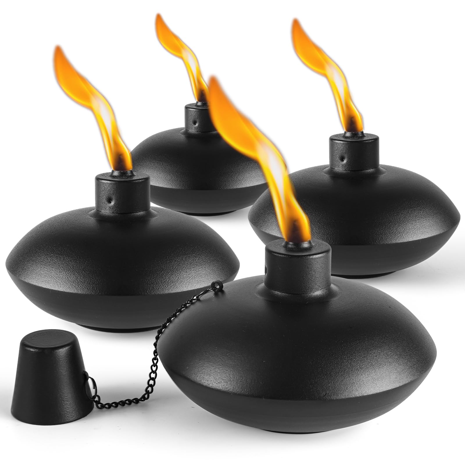 Zszmfh 4 Pack Metal Table Top Torches,18 Oz Citronella Torches For Outside, Refillable Citronella Flame Light Torch With Wicks And Covers, Landscape Lanterns Torches For Party, Garden Decor,Diy