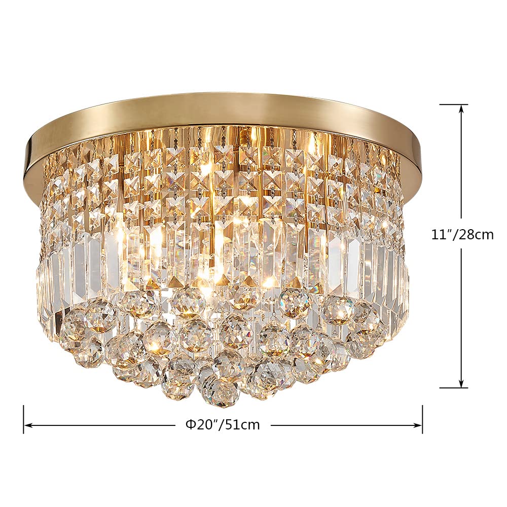 Saint Mossi Modern K9 Crystal Raindrop Chandelier Lighting, Flush Mount Ceiling Light, Perfect for Dining Room Bathroom Bedroom