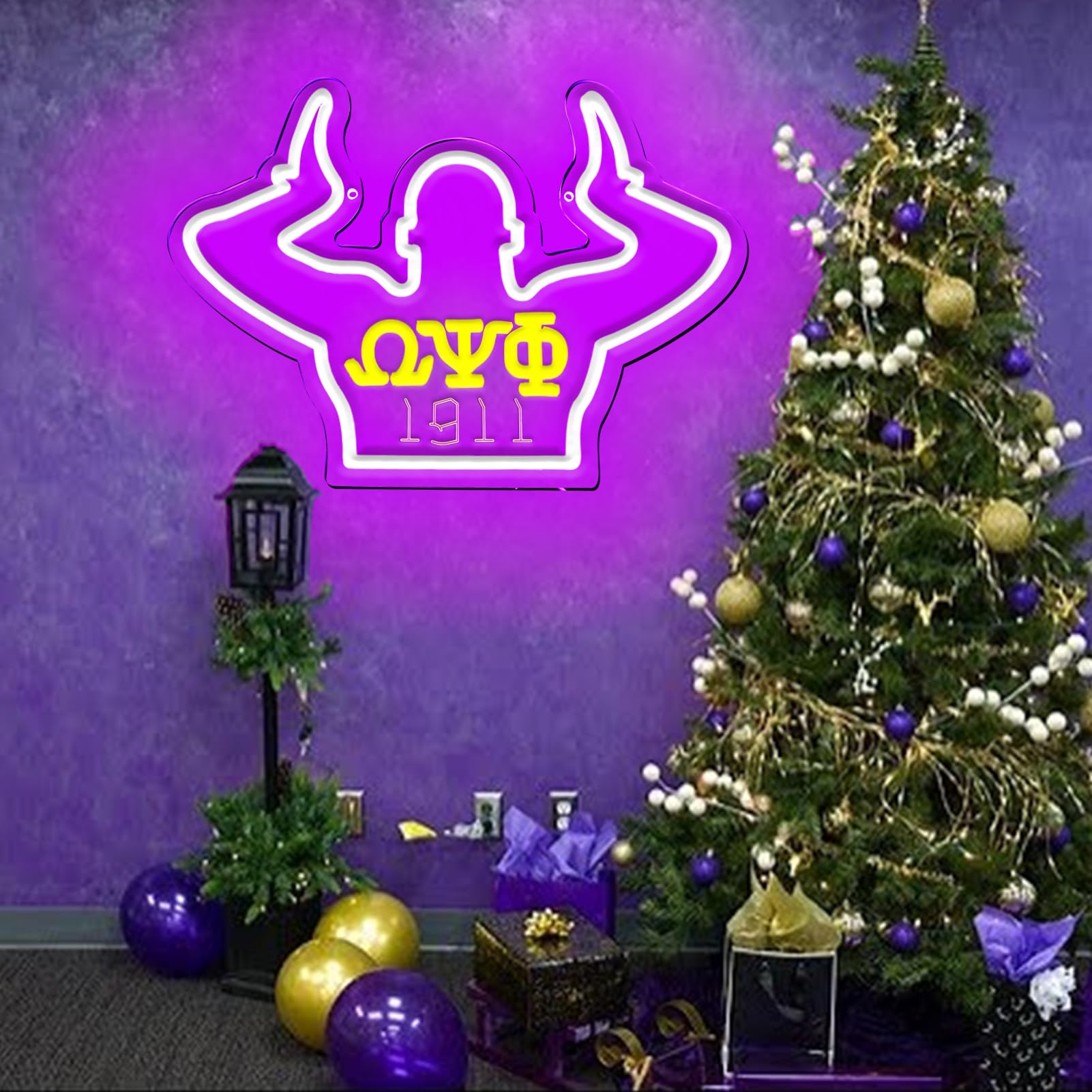 O?F Neon Signs Omga Fraternity Neon Psi Phi Lights For Wall Decor 1911 Psi Phi Purple Sorority Led Sign For Birthday Gfits  Party Decor  Usb Power Sorority Signs Gifts
