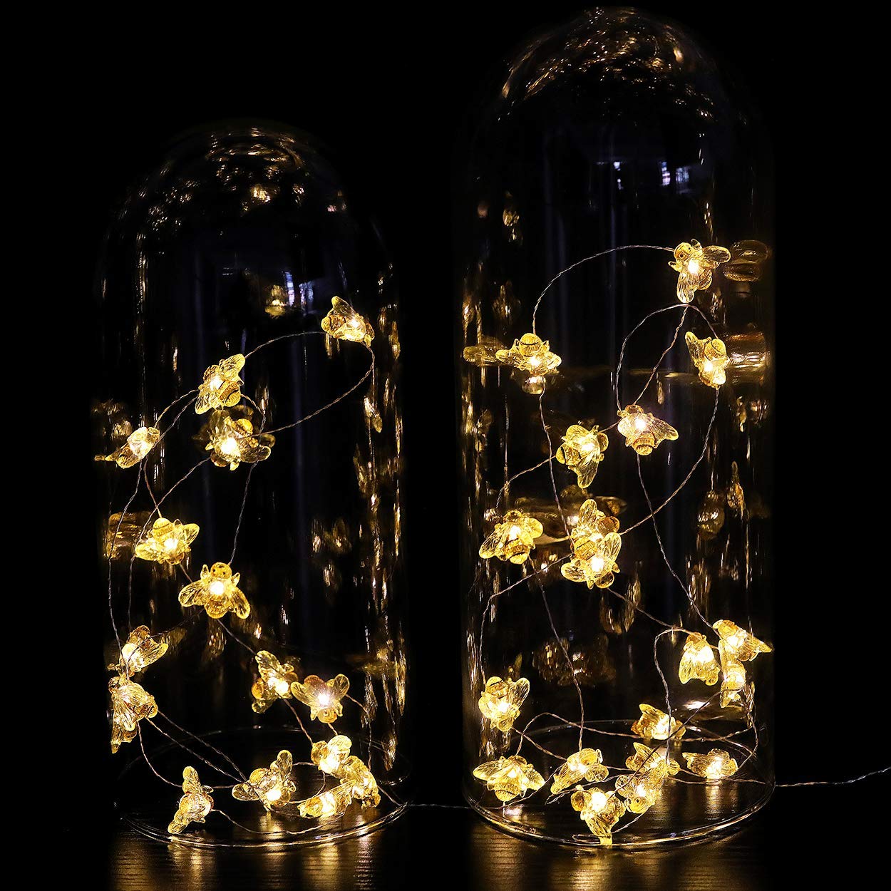 Hdnicezm 14.1 Ft 40 Led Honeybee String Lights - Battery Powered Warm White Fairy Lights With Remote