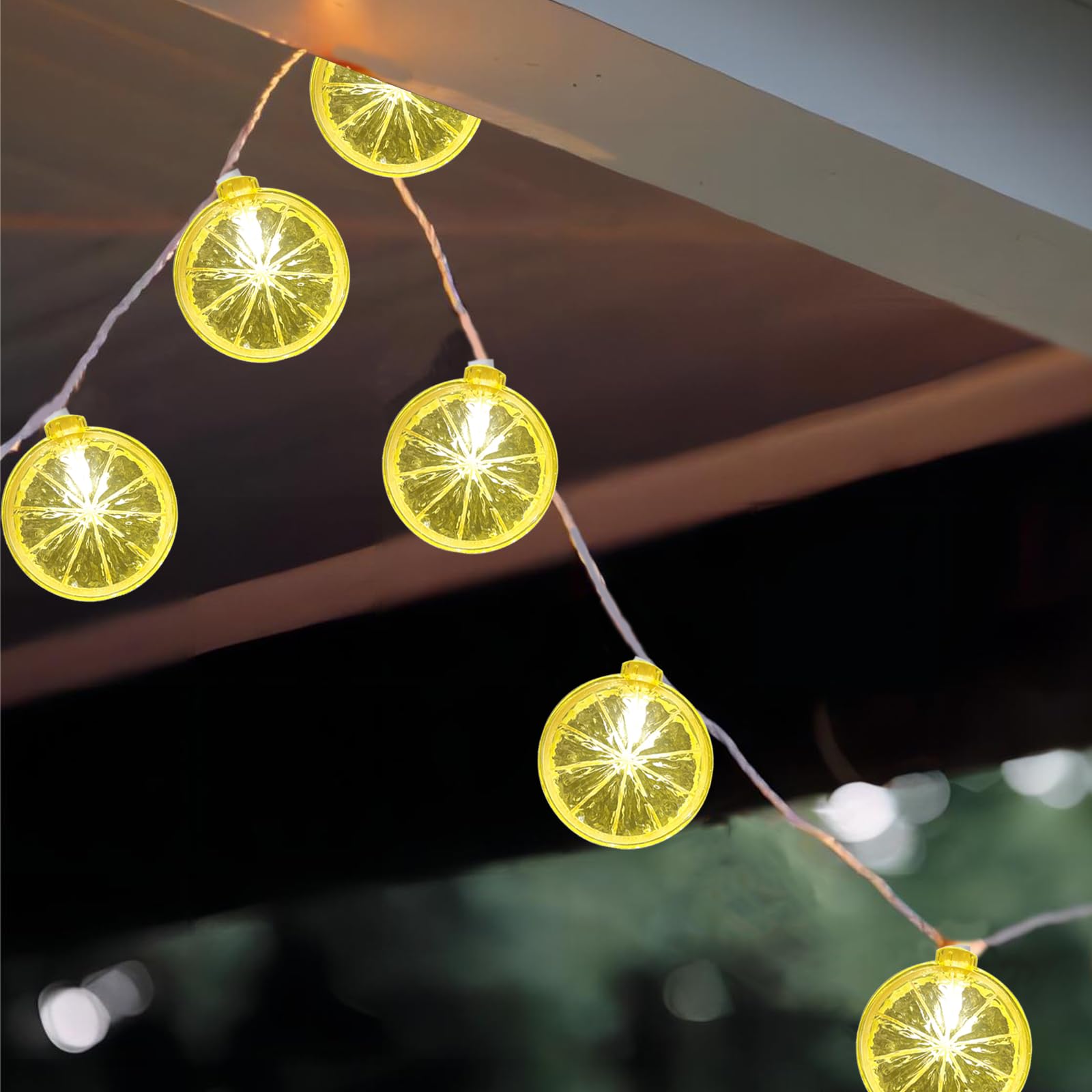 Egcol 8.5Ft Led Lemon String Lights, Plug In Summer Fairy Lights With 10 Lemon Slicer Lights, Novelty Decorative String Lights F
