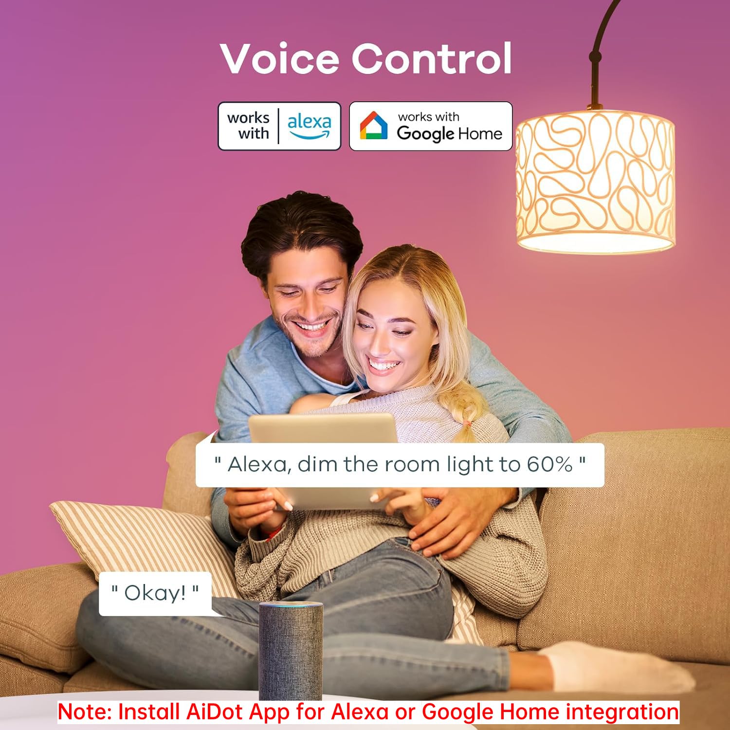 Linkind Smart Light Bulbs, A19 E26, 60W Dimmable, 800lm, WiFi, Remote Control, 6 Pack, Works with Alexa & Google Home