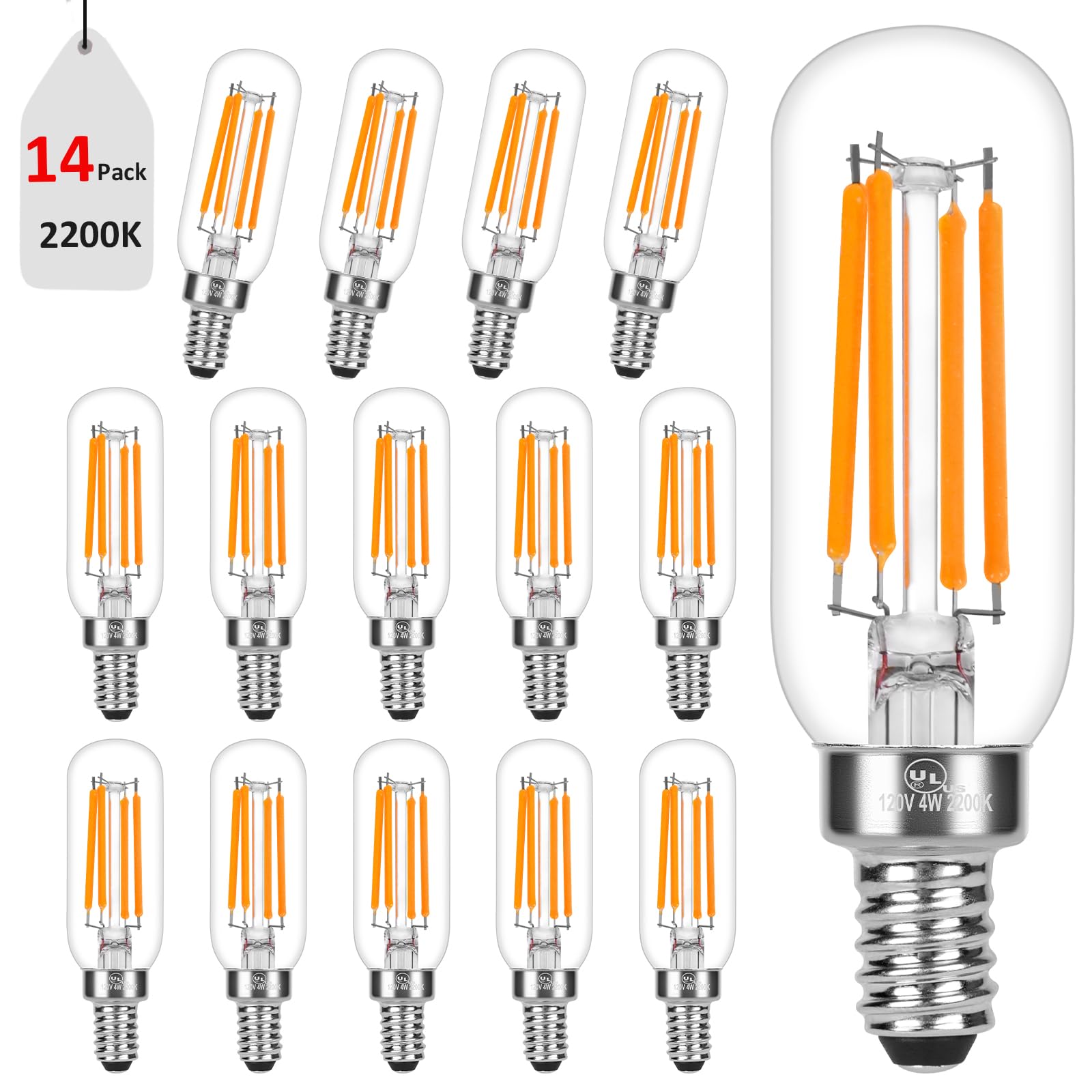 Porbench 14-Pack E14 Led Bulb, T6/4W E12 Bulb Dimmable (40W Equivalent) With Soft Warm White 2200K, Candelabra Light Bulbs With 