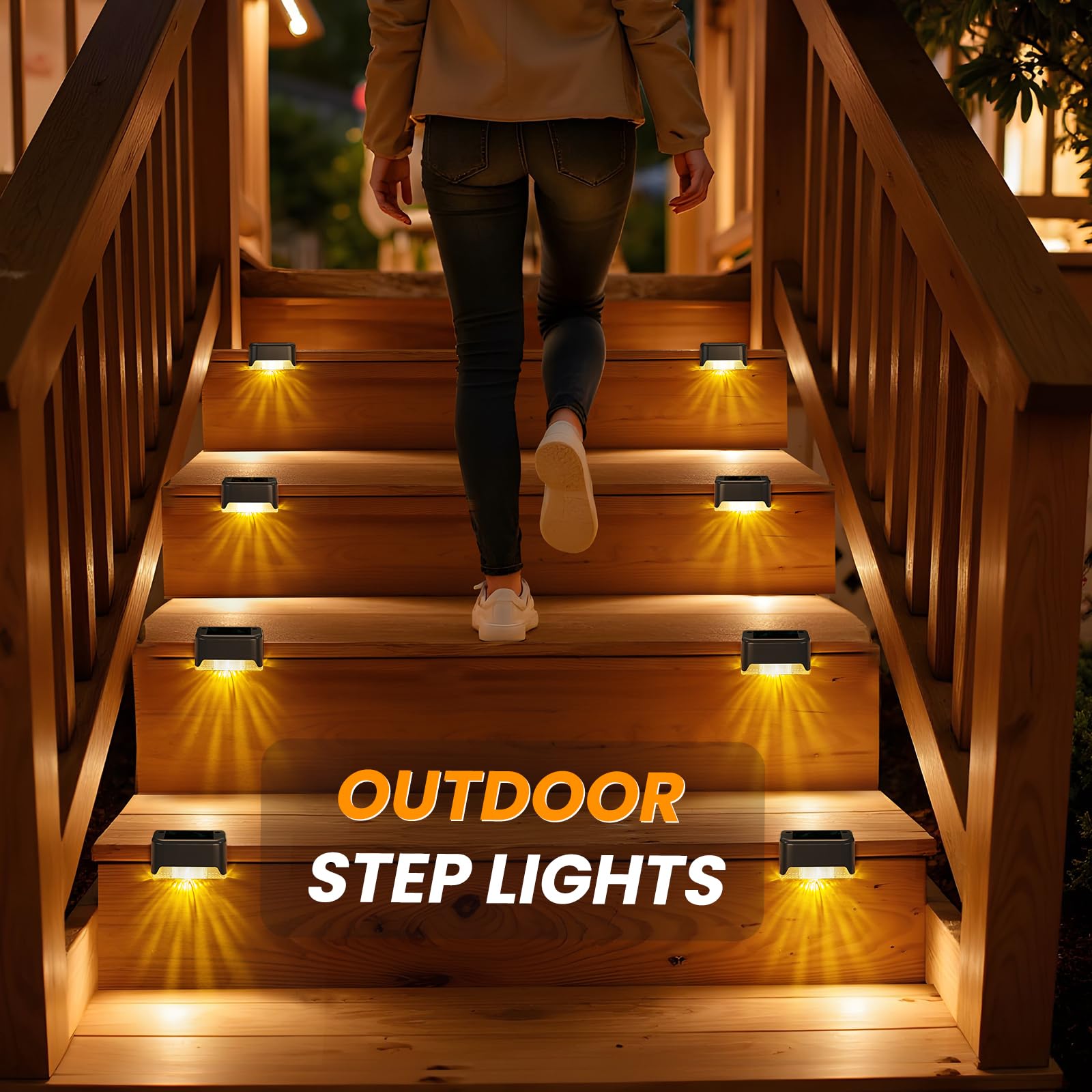 Aponuo Solar Deck Lights 16 Pack, Solar Lights Outdoor Waterproof Led Solar Step Lights For Outside Stairs,Fence,Backyard,Patio(
