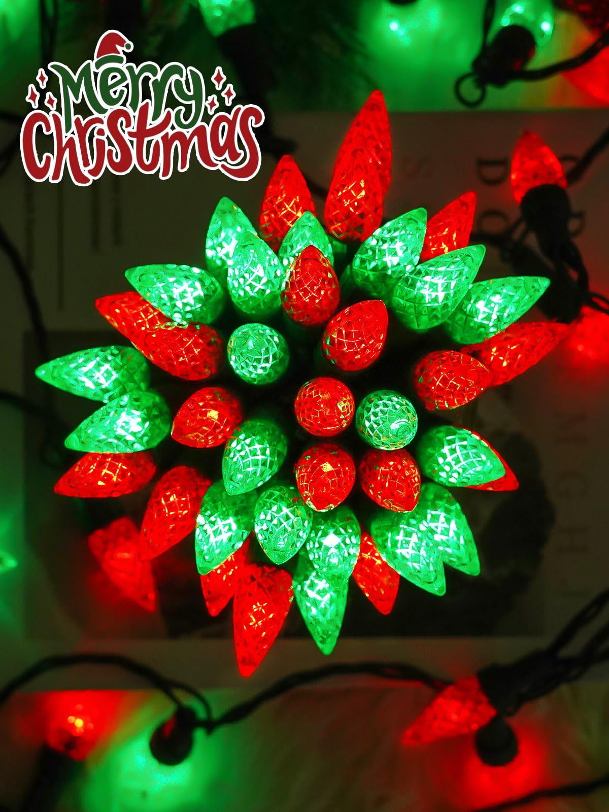 2 Pack C6 Christmas Lights Outdoor Indoor  Total 200 Led 66 Ft Connectable Christmas String Lights With Timer & 13 Modes  Waterproof Twinkle Light For Xmas Tree Party Yards Decorations (Red And Green)